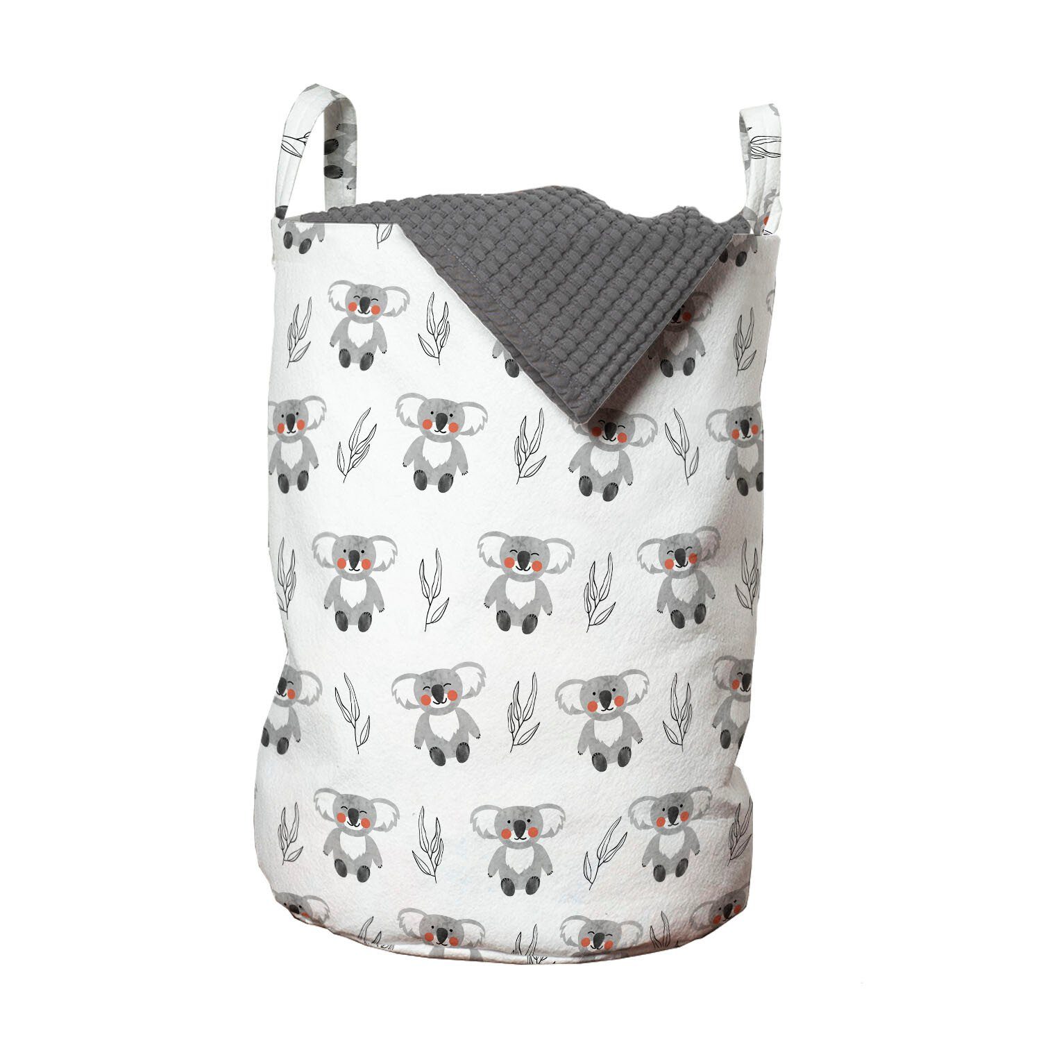 Abakuhaus Wäschesäckchen Wäschekorb mit Griffen Kordelzugverschluss für Waschsalons, Koala Woodland Themed Bären Blätter | Wäschesäcke