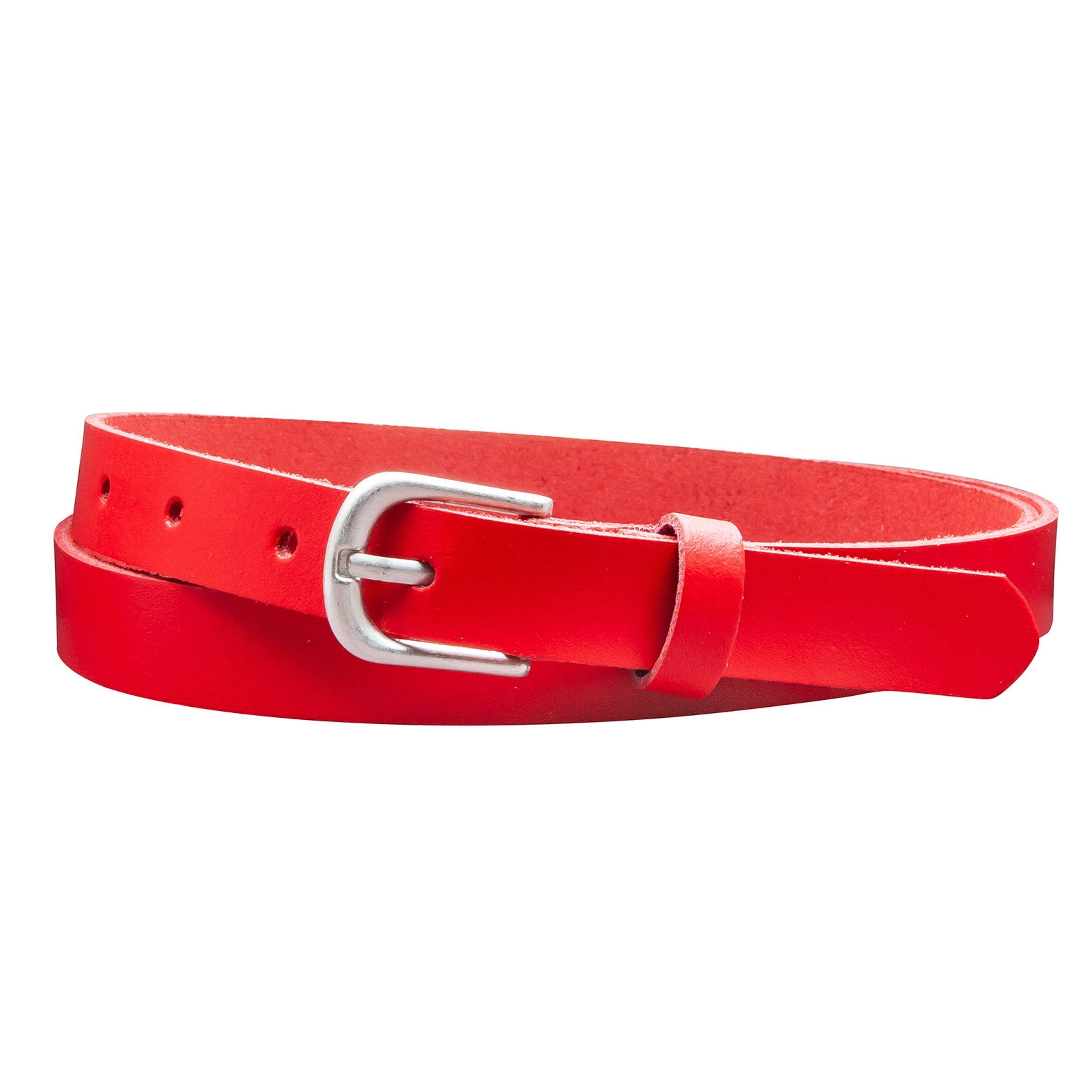 COLOGNEBELT Ledergürtel A6-SL Gürtel 2 cm breit in Rot im klassischen Look mit einfacher Gürtelschließe, echtes Leder