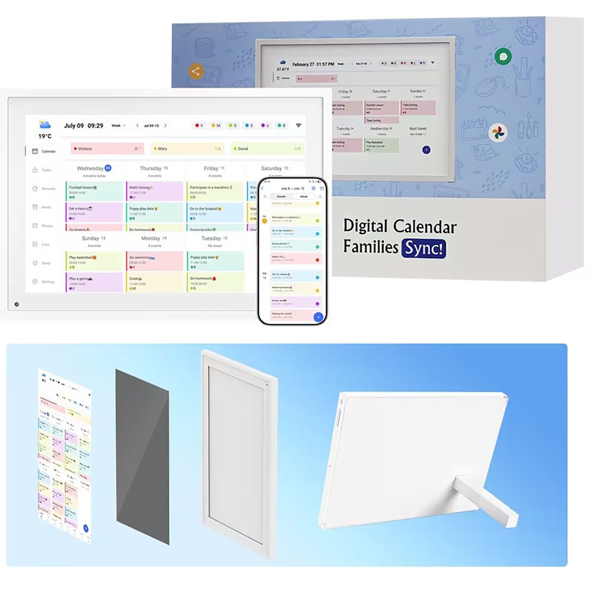 TABWEE Blackview Tabwee 10,1" P10 Desktop Digitaler Bilderrahmen und Kalender Tablet (32 GB, Festival Geschenke für Mama, Papa)