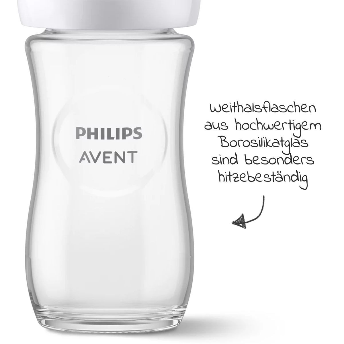 Philips AVENT Babyflasche Glas-Flasche Natural, 4er Pack Baby Glas-Flaschen 120ml & 240ml mit Silikon-Sauger