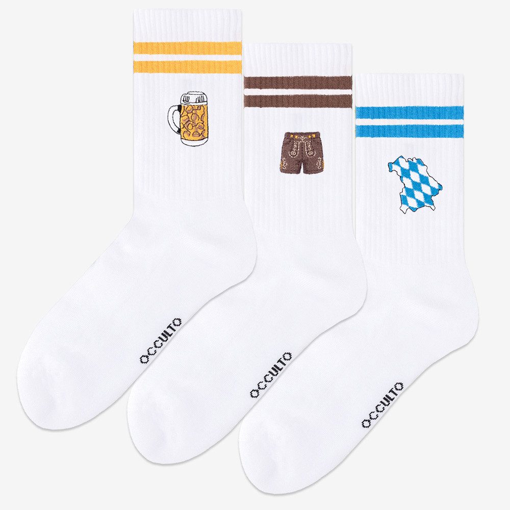 OCCULTO Tennissocken Damen & Herren Motiv Tennissocken 3er Pack (Modell: Rio) (3-Paar)