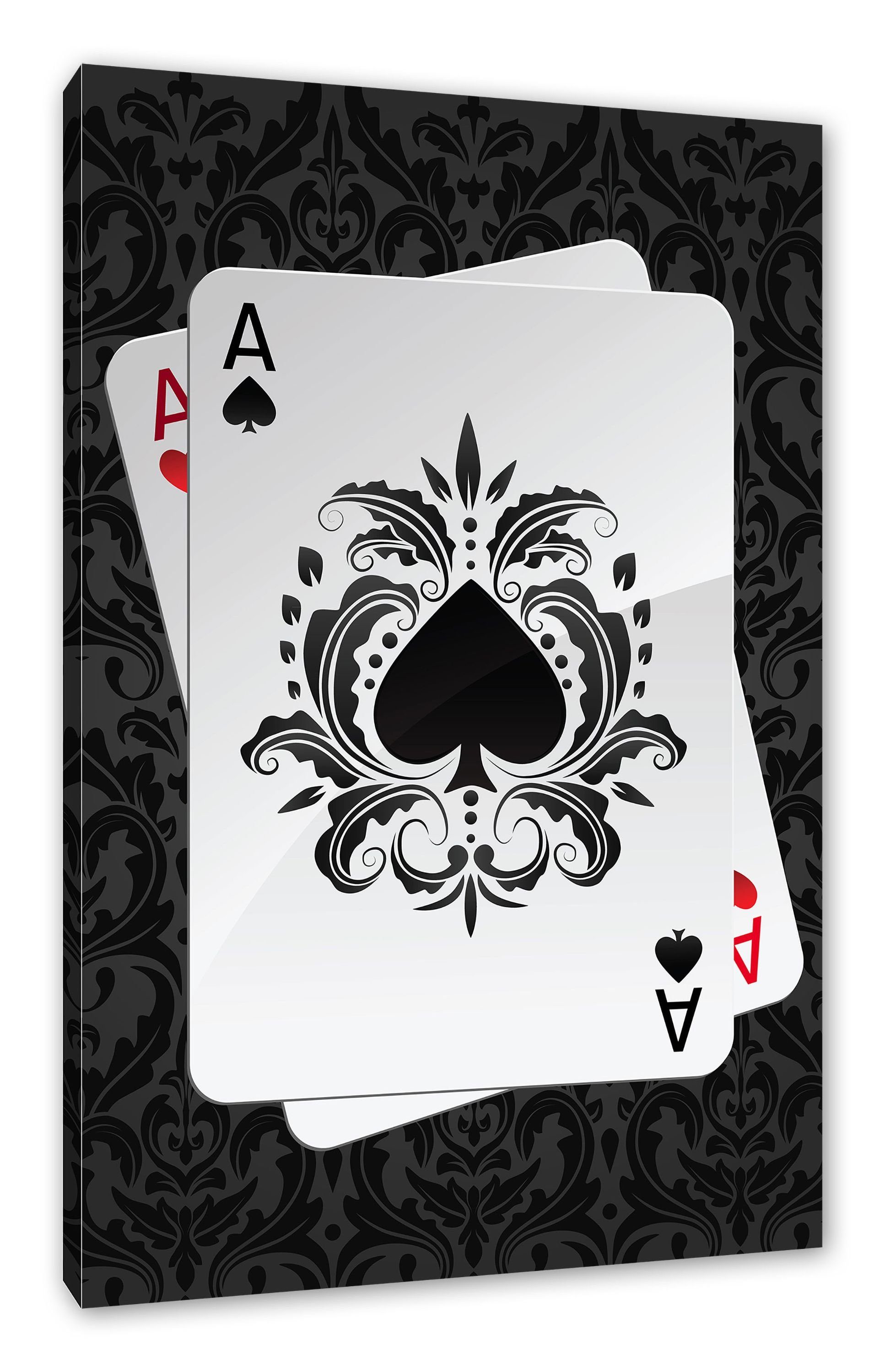 Pixxprint Leinwandbild Ass Pik Spielkarte, Ass Pik Spielkarte (1 St), Leinwandbild fertig bespannt, inkl. Zackenaufhänger