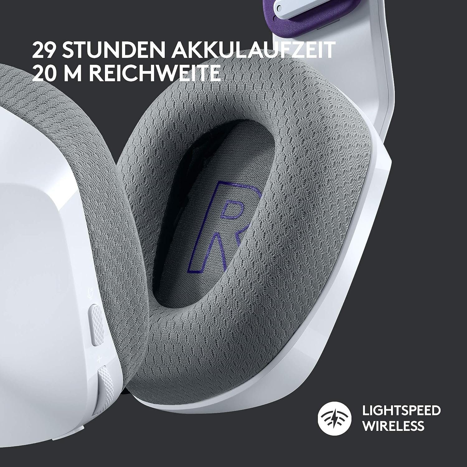 beleuchtet) Gaming-Headset 20m Wireless Logitech G RGB Weiß Reichweite, (Ultraleicht, abnehmbar, Mikrofon LIGHTSPEED kabelloses G733