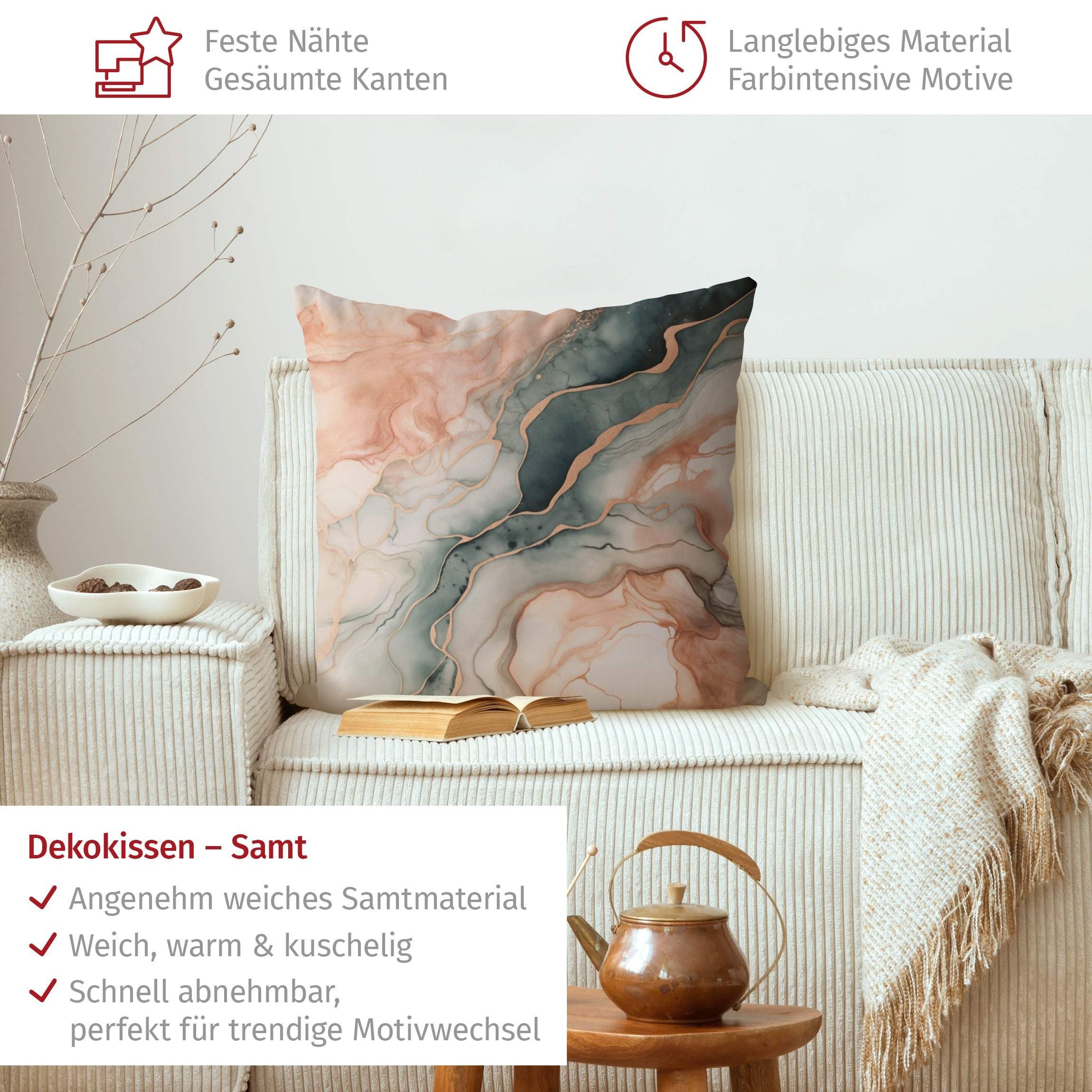 Bilderdepot24 Dekokissen drinnen Kissenhülle/ Sofakissen/ Zierkissen Kissenhülle gold Muster, Bezug Aquarell mit / ohne Füllung Zierkissen Outdoor Sofa Bett