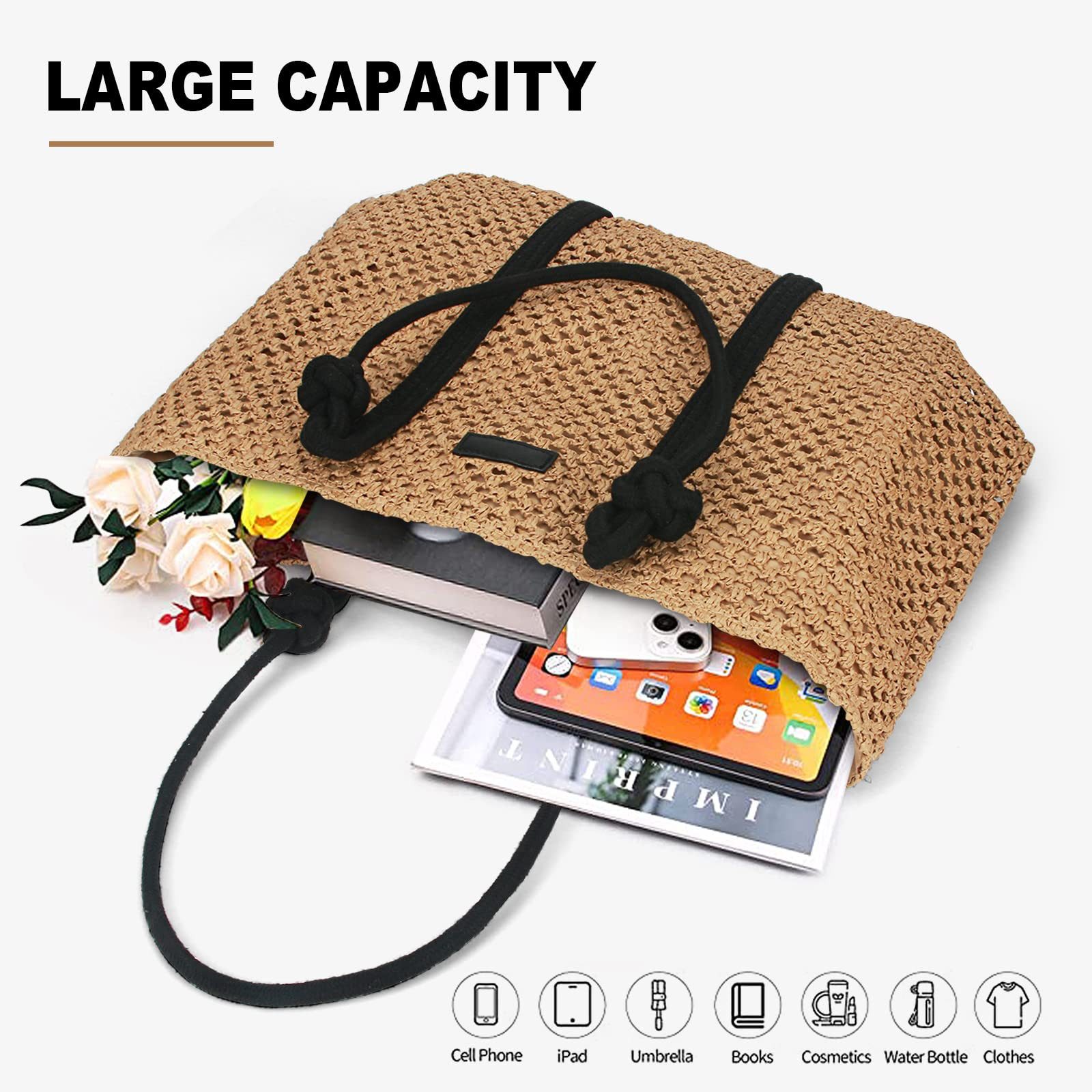 ZEUOPQ XL-Strandtasche Stroh Handtasche, Sommer Strand günstig online kaufen