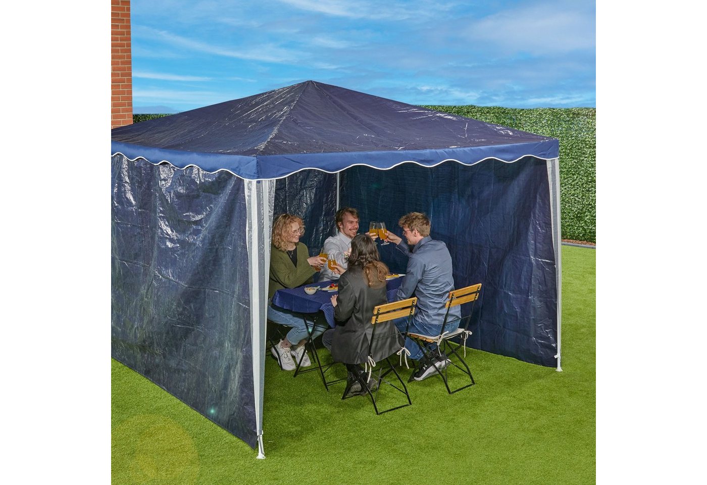 Thumbnail - relaxdays Pavillonseitenteil Dunkelblaue Pavillon Seitenteile 3er Set, 300x200 cm