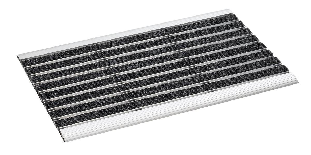 Metzker® Fußmatte Metzker Alu Fußmatte Anthrazit 40x60cm mit Nadelfilz Einsatz, rechteckig, Höhe: 15 mm