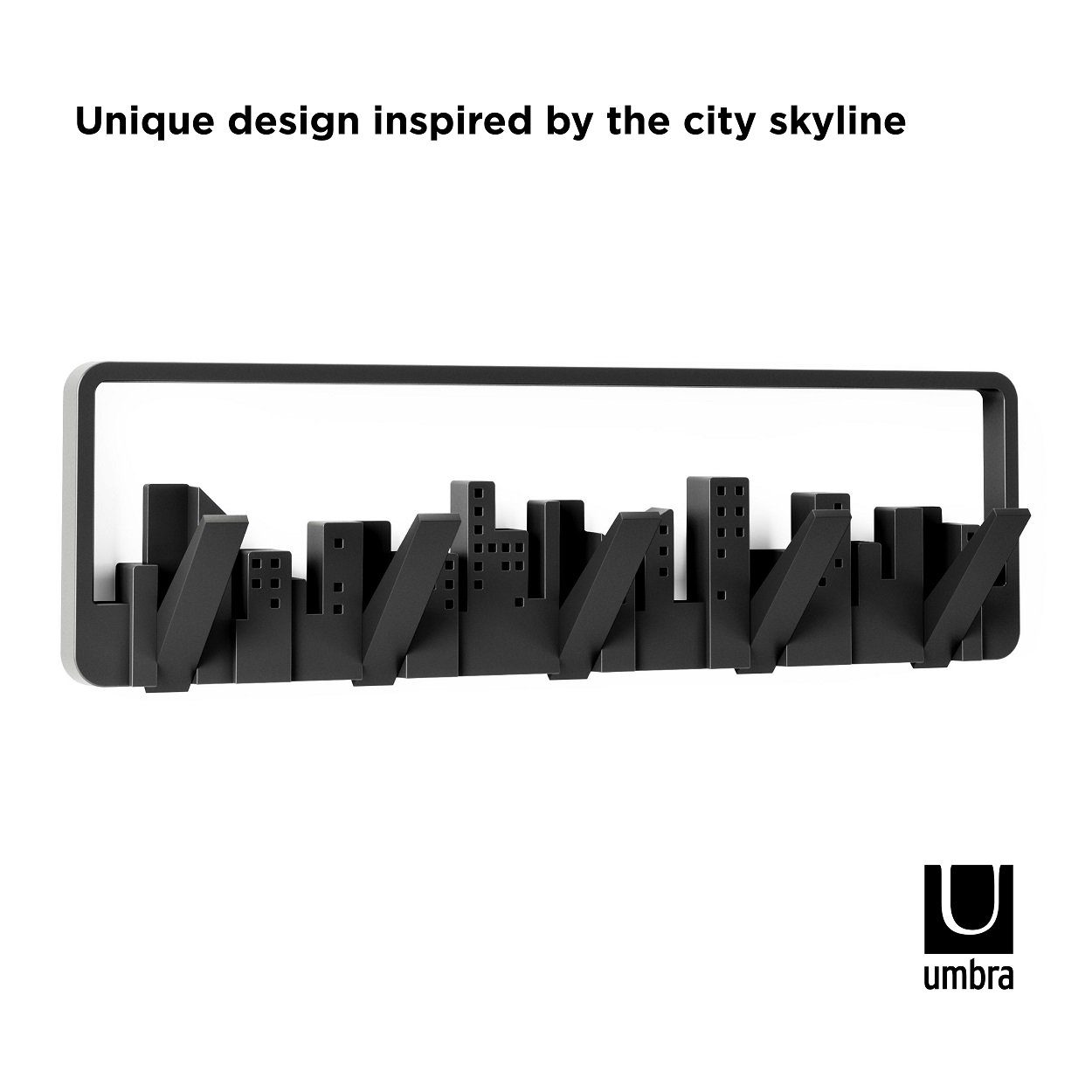 Umbra Garderobenhaken Skyline Garderobenhaken 5 Wandmontage beweglichen schwarz Haken, Befestigungsart: mit