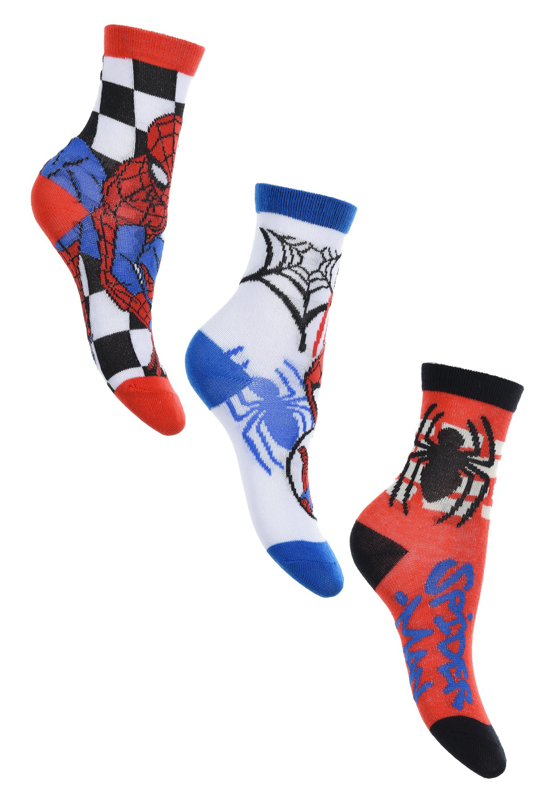 Spiderman Socken Spider-Man Kinder Jungen Socken Strümpfe (3-Paar)