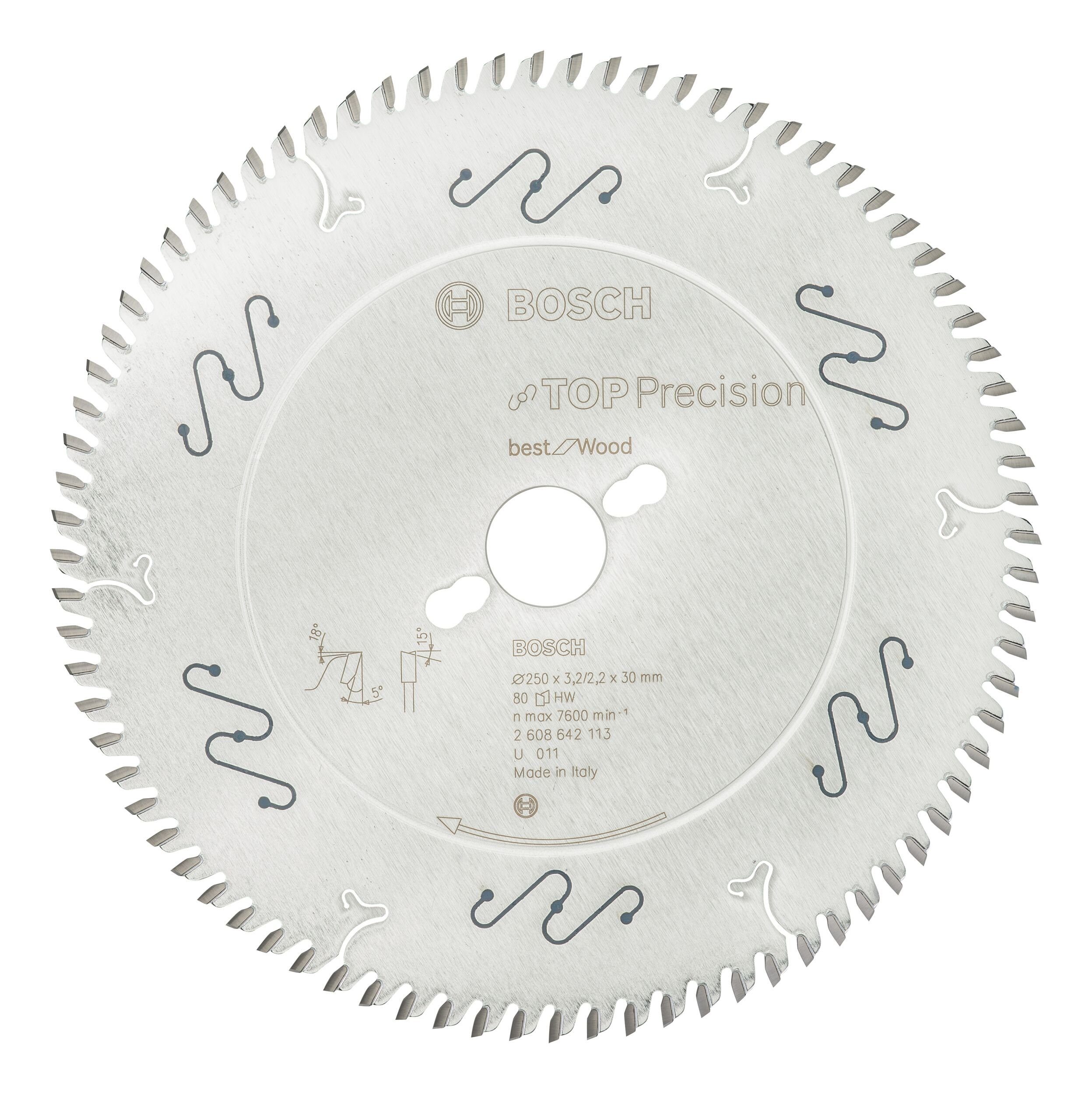 BOSCH Kreissägeblatt, Top Precision Best for Wood 80Z - 250 x 30 x 3,2 mm