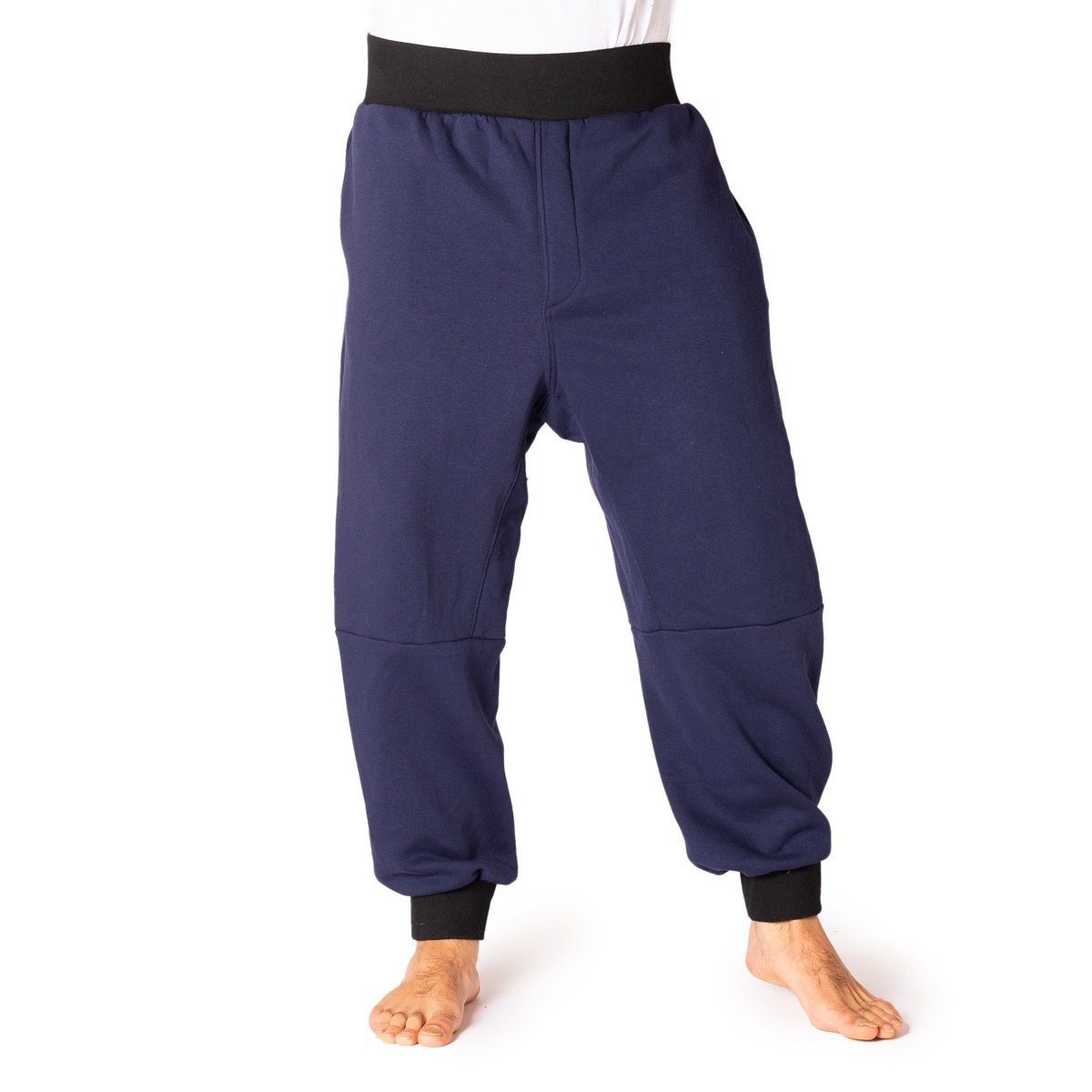 kühleren Freizeithose PANASIAM navyblau Style im Tage 100% Wellnesshose perfekte Chillhose die für aus Unisex Baumwolle Haremshose Aladin Haremsjogger