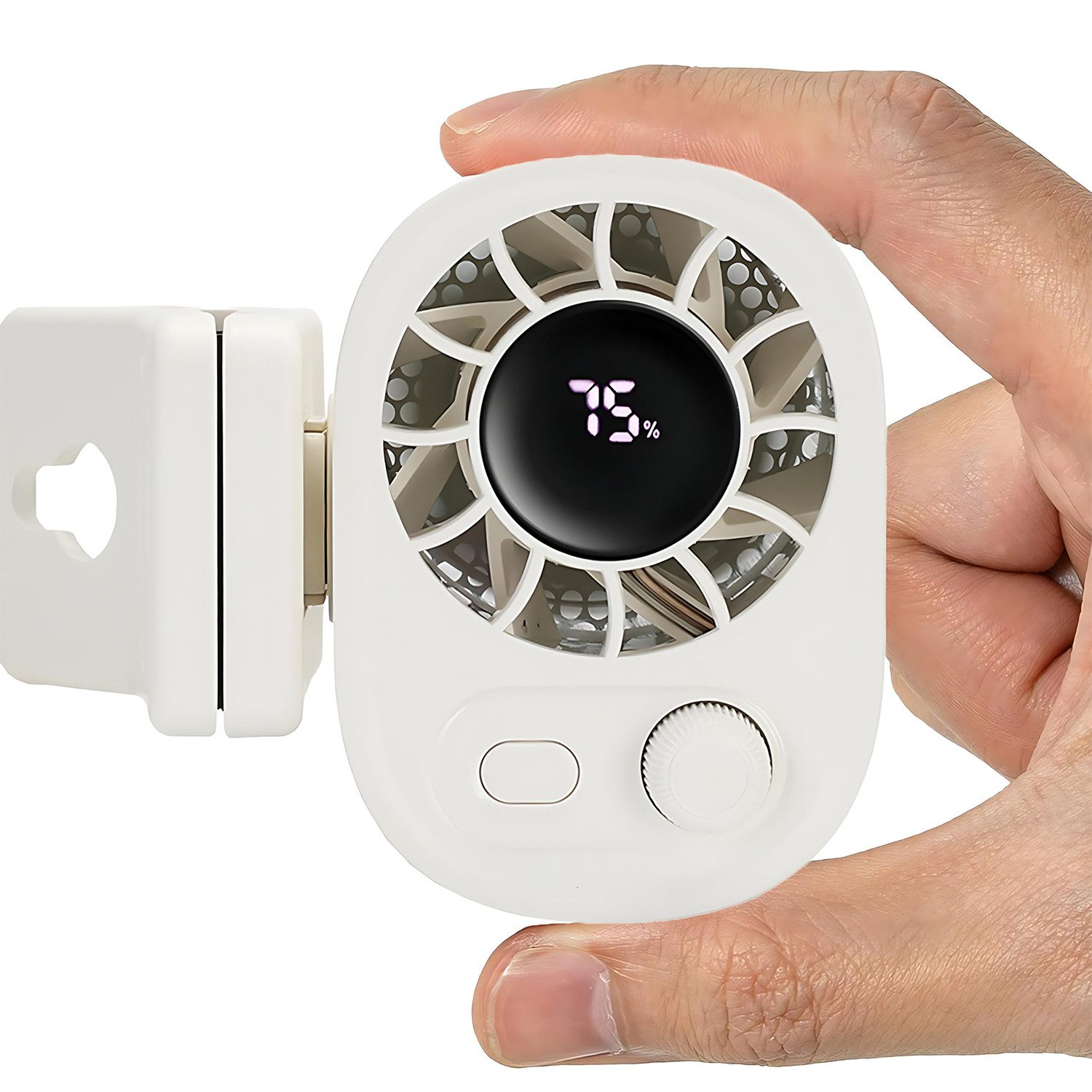 MOPUEA Mini USB-Ventilator Tragbarer Clip-Ventilator, 100 Stufen, mit LED-Anzeige, 360°-Luftstrom, für Hosenbünde, Schreibtische, Kinderwagen und Reisen
