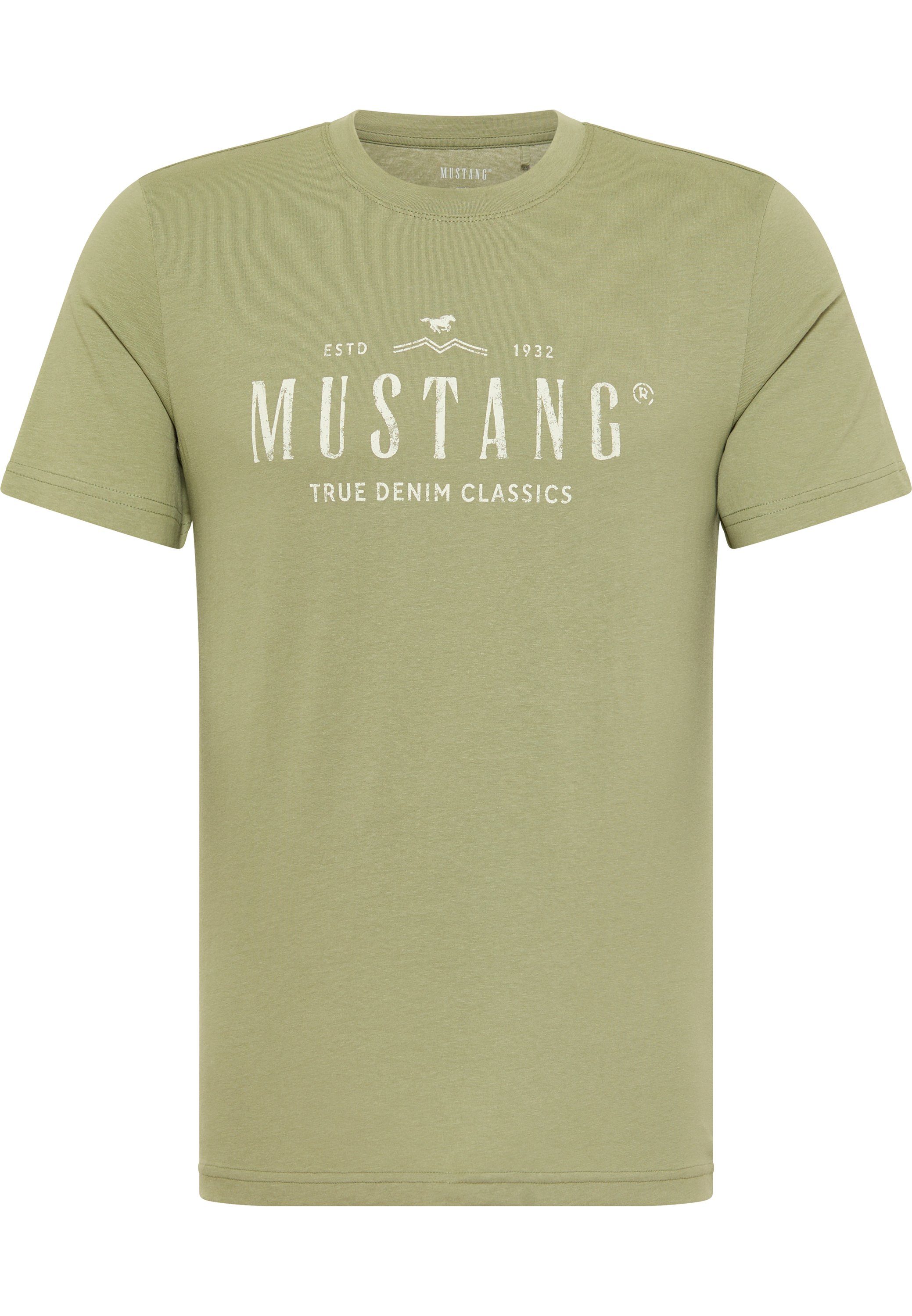Print-Shirt MUSTANG Kurzarmshirt hellgrün Mustang