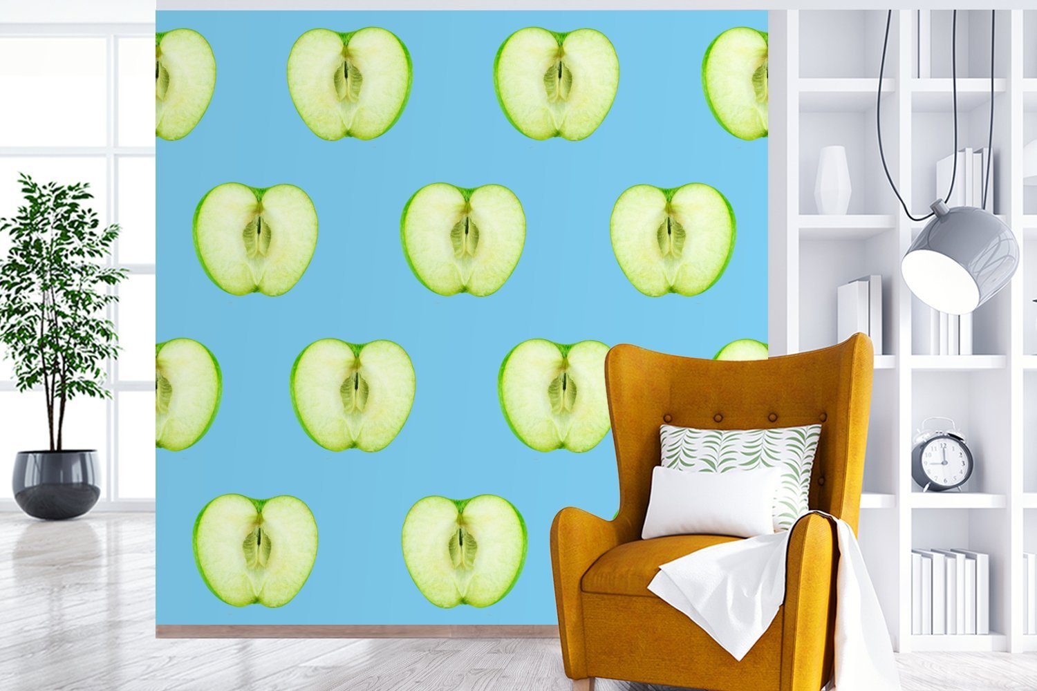 St), Wohnzimmer Pastell Muster, bedruckt, Matt, Schlafzimmer, Vinyl MuchoWow Wandtapete Tapete - (5 oder Fototapete Apfel - für