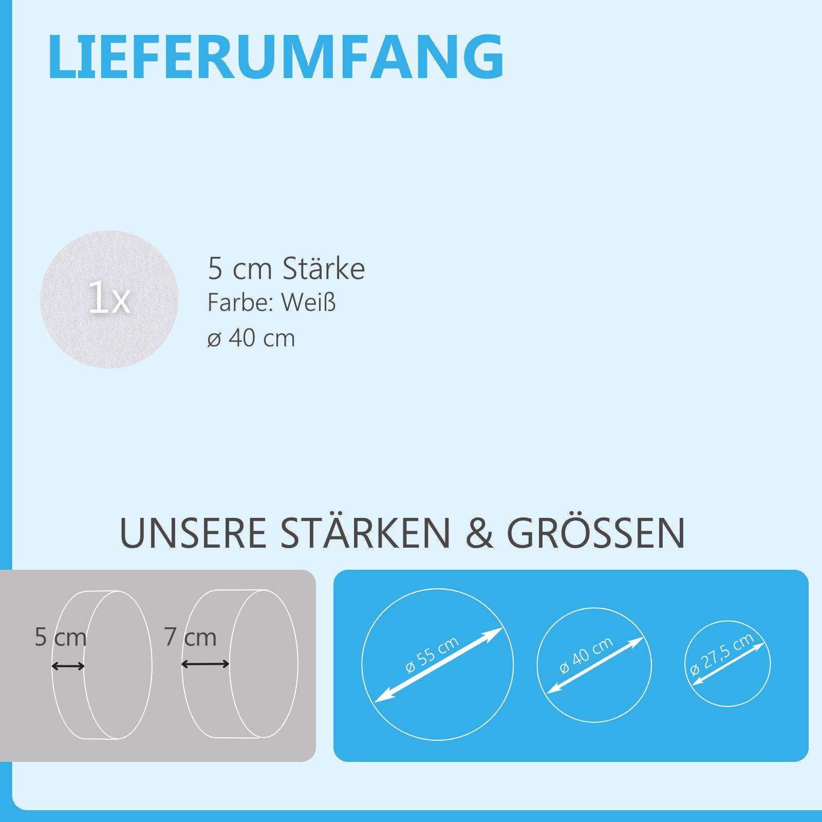 platino24 Akustikplatte 1 Akustik Schallabsorber aus Basotect ® G+ / Kreis 40 cm