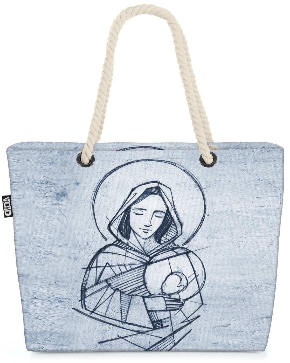 VOID Strandtasche (1-tlg), Jungfrau Maria Jesus Beach Bag Kirche Josef Papst Gemälde Gott Heilige Geburt