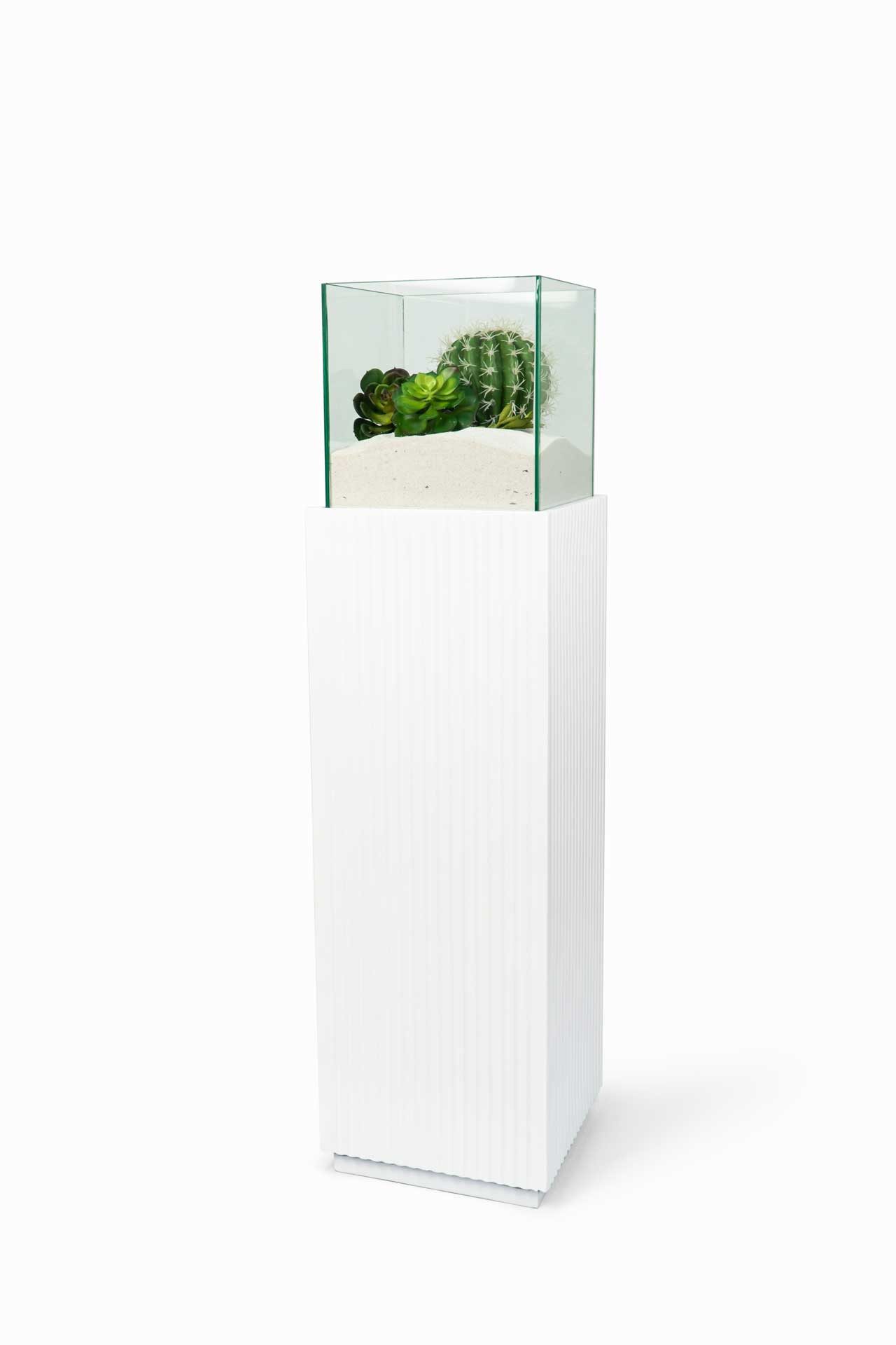 VIVANNO Bodenwindlicht Fiberglas CANDELA Rechteckig - Skandiweiß Matt (1 St), 27x27x100 cm