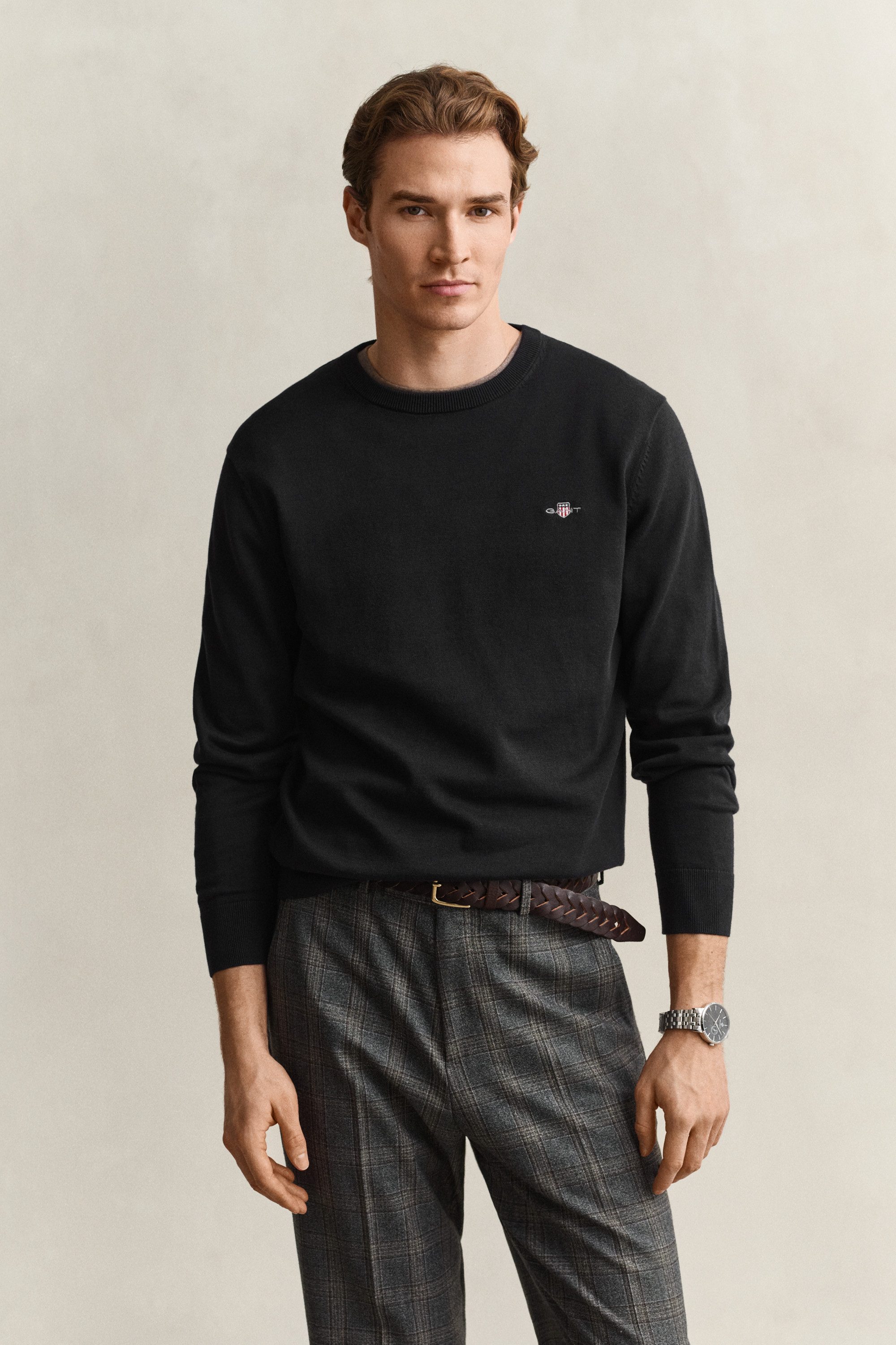Gant Rundhalspullover CLASSIC COTTON Regular fit mit Rundhalsausschnitt