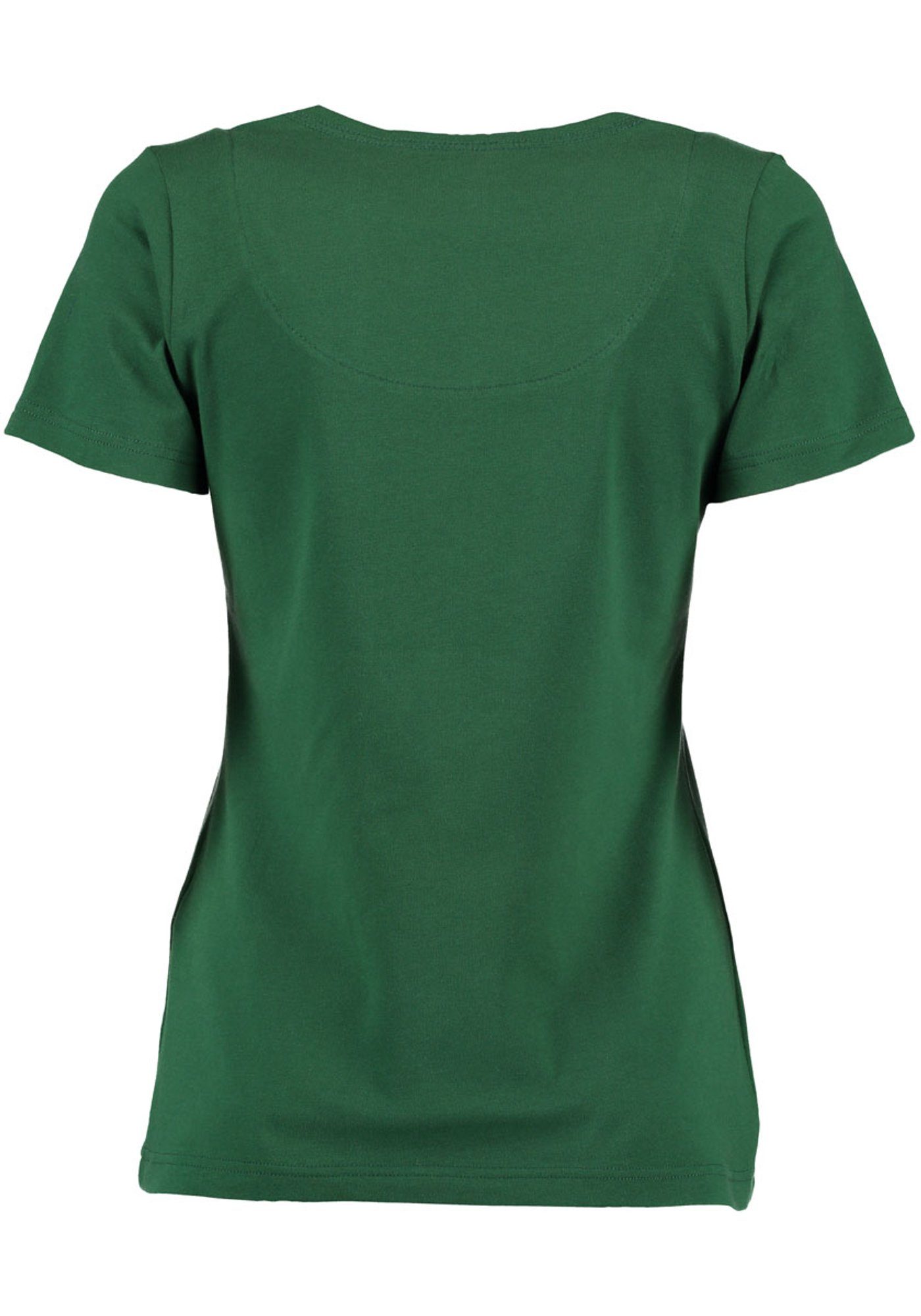 Strass-Hirsch Kurzarm mit T-Shirt Brust Trachtenshirt auf OS-Trachten Uginoy trachtengrün der