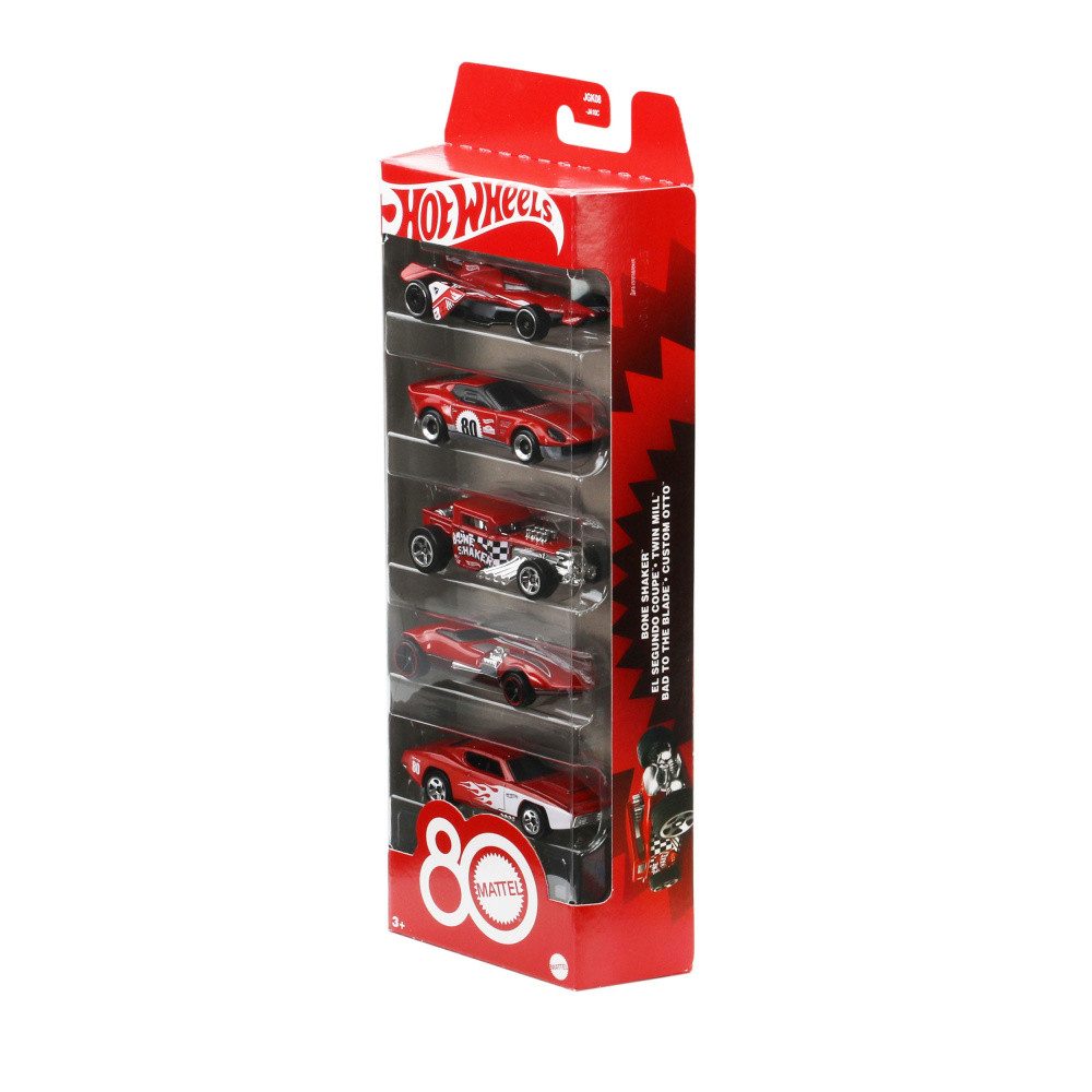 Mattel® Modellbausatz Hot Wheels Diecast Modellautos 5er-Pack 1/64 80th Anniversary