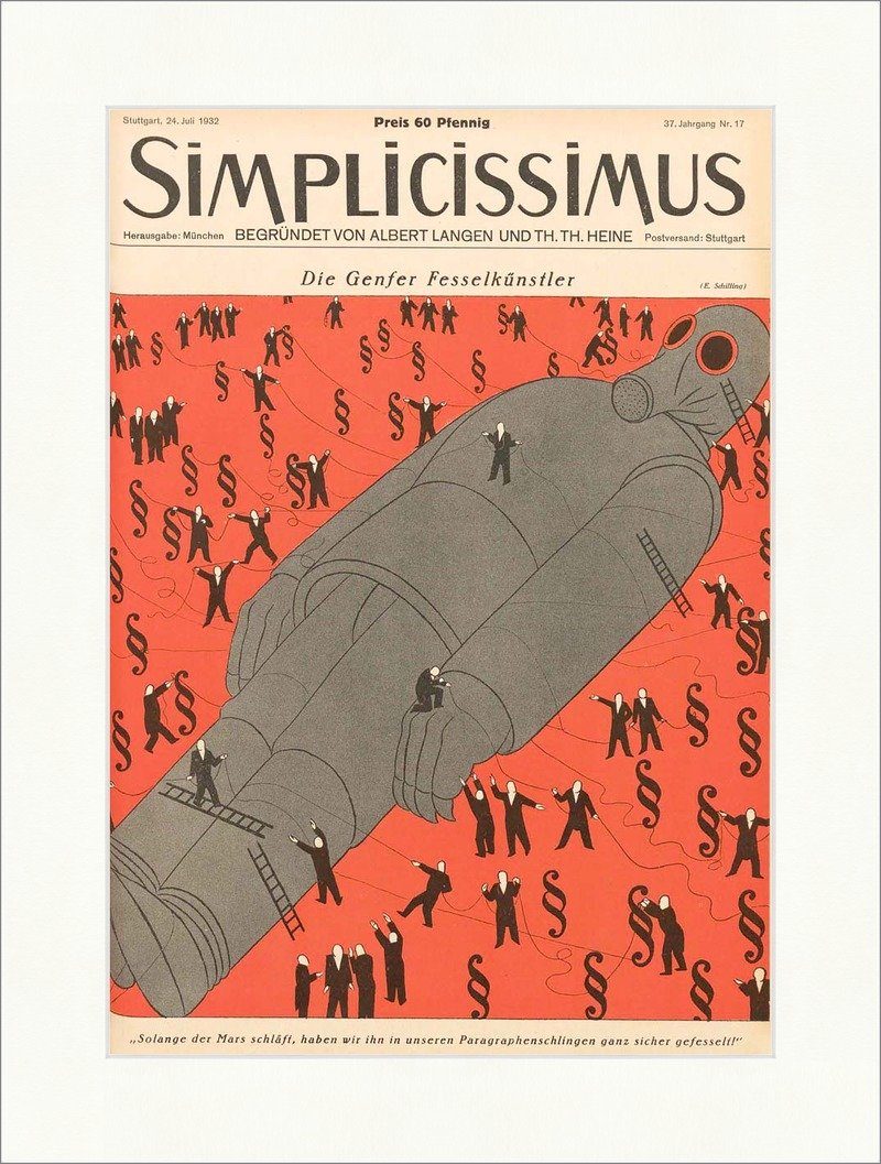 Kunstdruck Titelseite der Nummer 17 von 1932 Erich Schilling Genf Simplicissimus, (1 St)