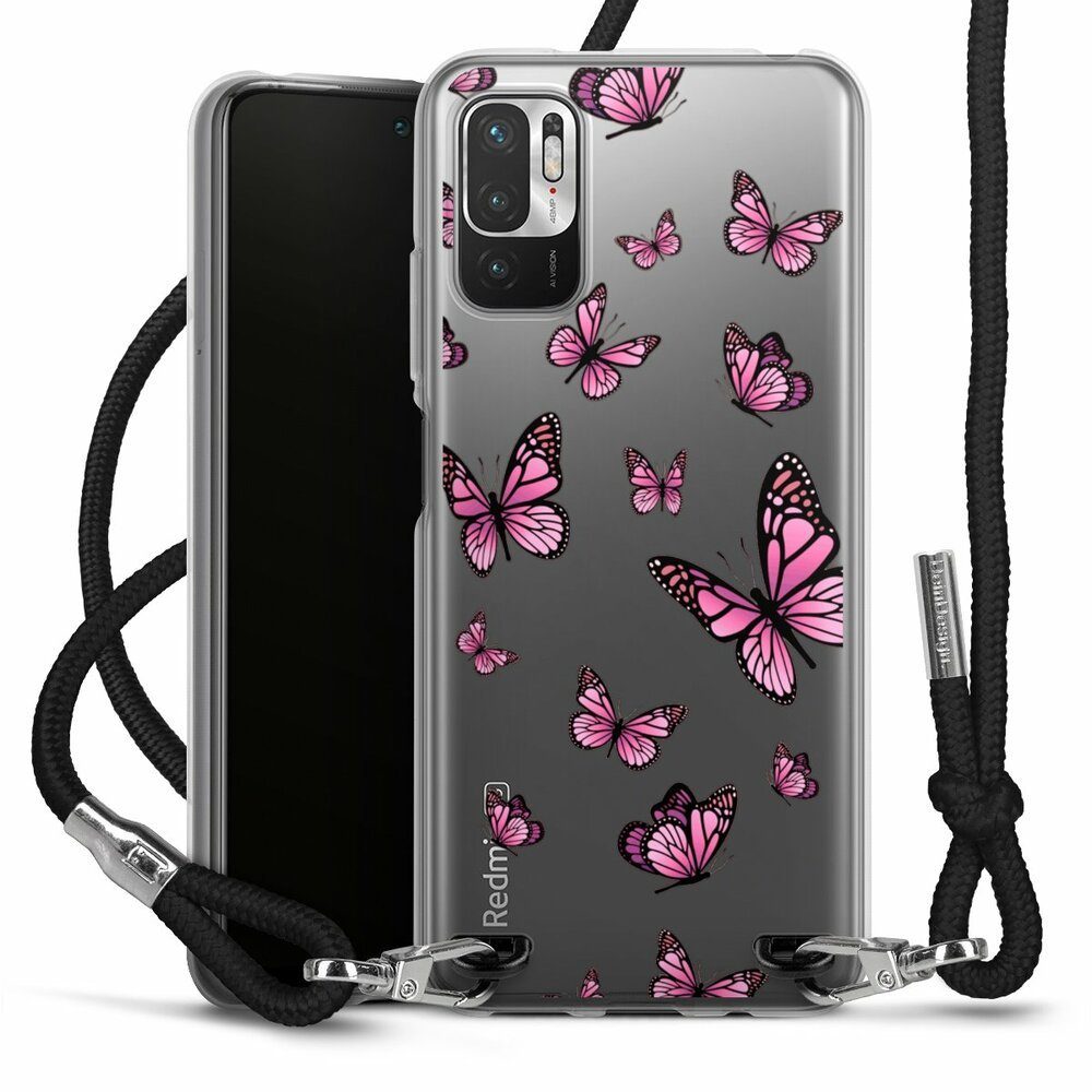 DeinDesign Handyhülle Schmetterling Muster Motiv ohne Hintergrund  Schmetterlinge Pink, Xiaomi Redmi Note 10 5G Handykette Hülle mit Band Case  zum Umhängen