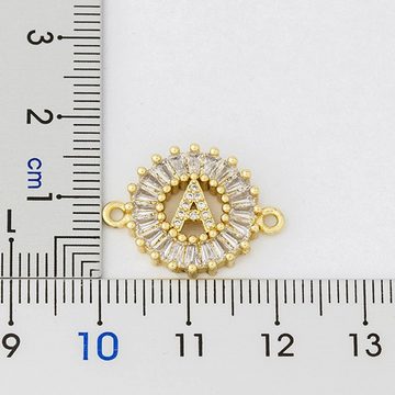 Kopper-24 Perlenarmband Armband mit Buchstaben-Amulett goldfarben mit künstlichen Steinen, Buc