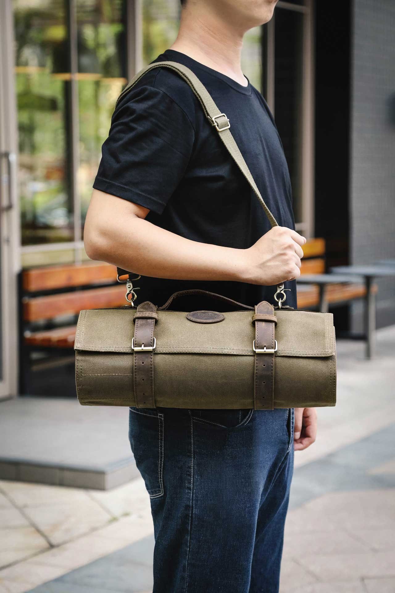 ZAYIKO Messertasche Profi Küchenmesser Tasche (grün) 12 Schlitze, tragbare Kochmesserrolle (1-tlg)