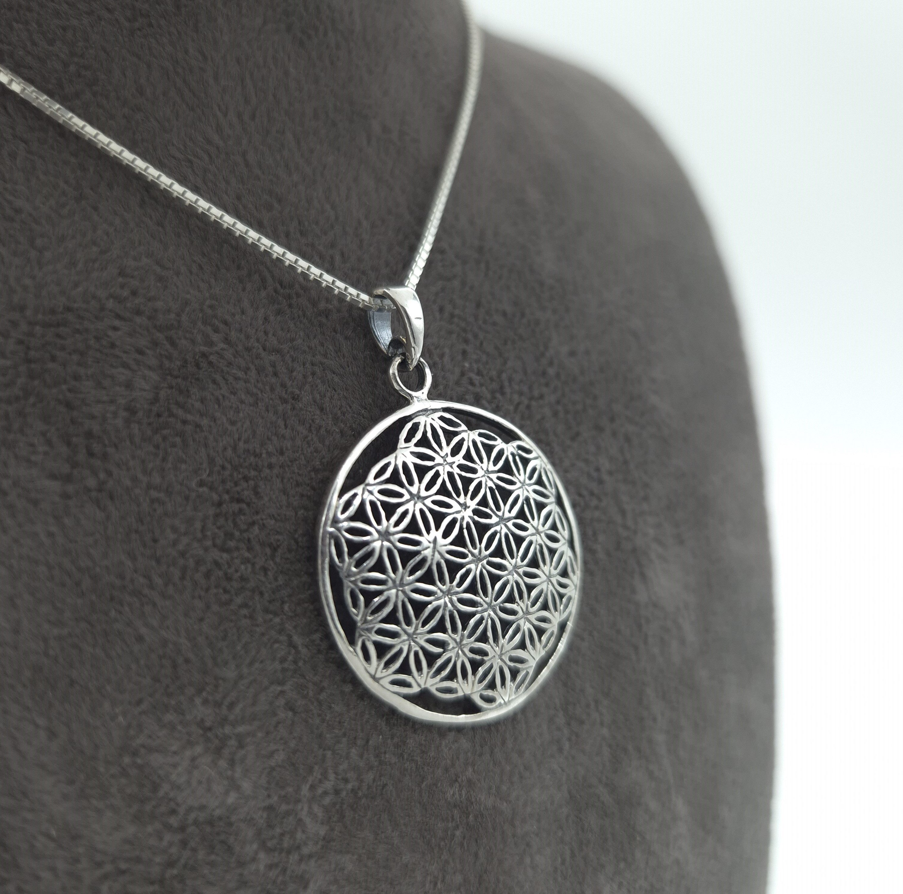 NAHLE Kette mit Anhänger Silberkette Lebensblume Kette Blume des Lebens (2- günstig online kaufen