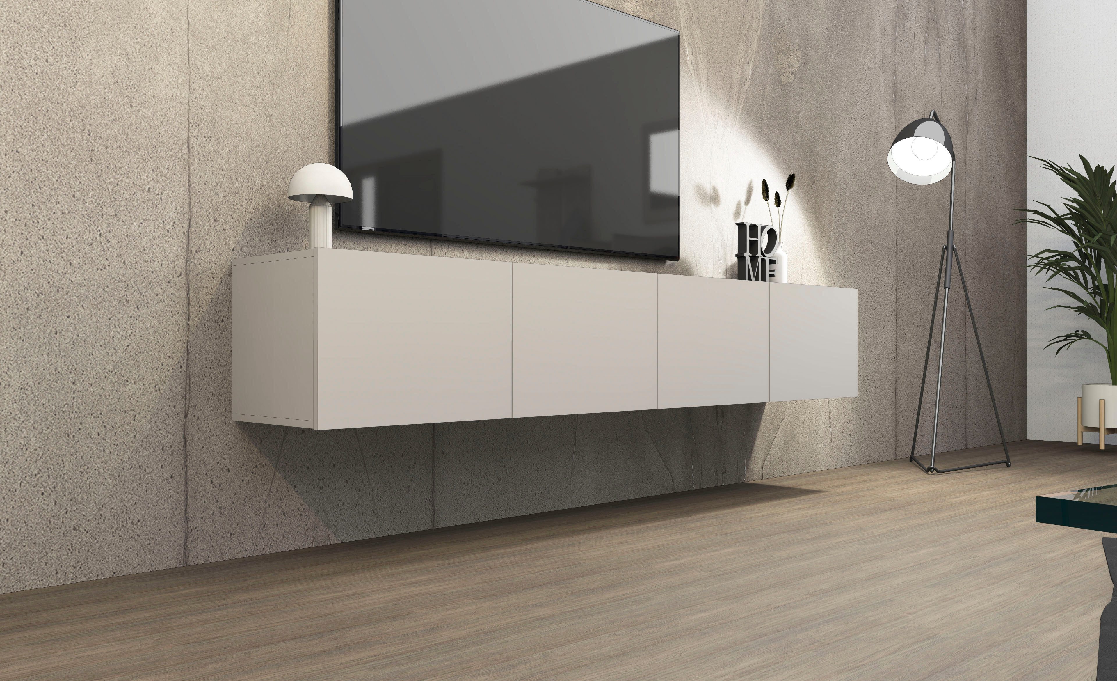 borchardt Möbel Lowboard Sophia, TV-Schrank mit 4 Türen, hängend oder stehend, Breite 200 cm mit 4 Türen, stehend und hängend