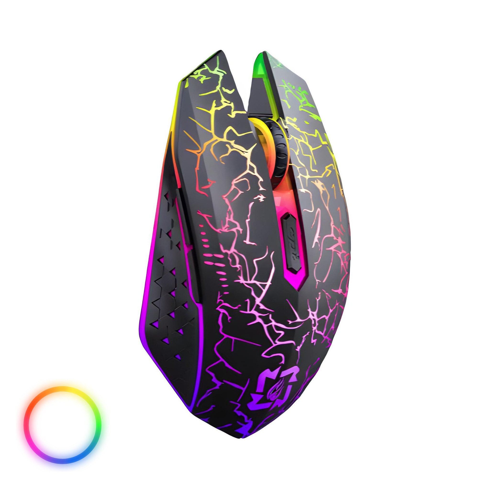 HS.SUPPLY RGB Gaming Maus wireless, Leise & aufladbar Gaming-Maus (Bluetooth, Funk, Einstellbare DPI-Auflösung, RGB Beleuchtung, 6 Tasten)