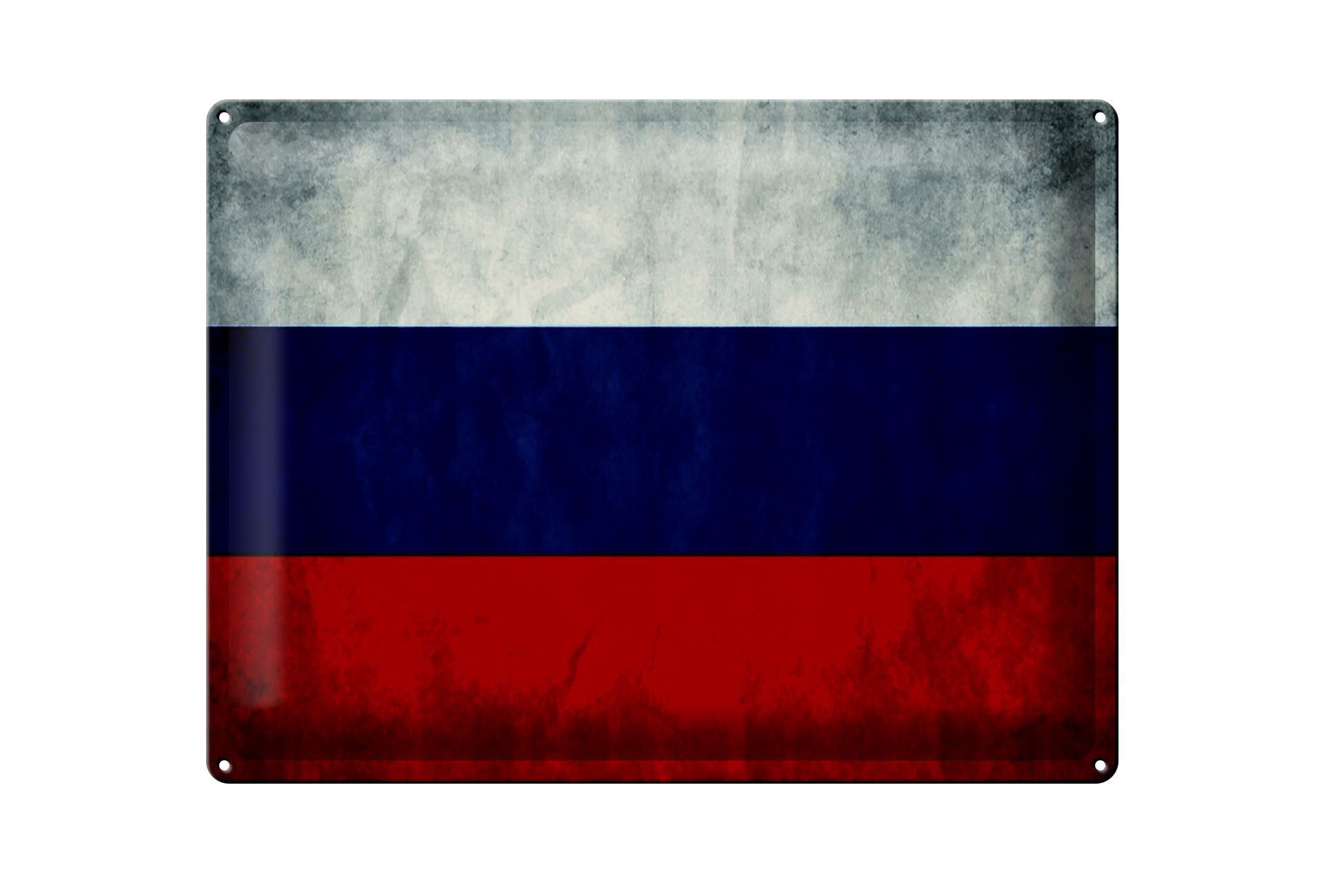 Femer GmbH Metallschild Flagge 40x30cm Russland Fahne Russia Flag, (1 St), gewölbte Oberfläche, abgerundete Ecken, umgeschlagene Kanten