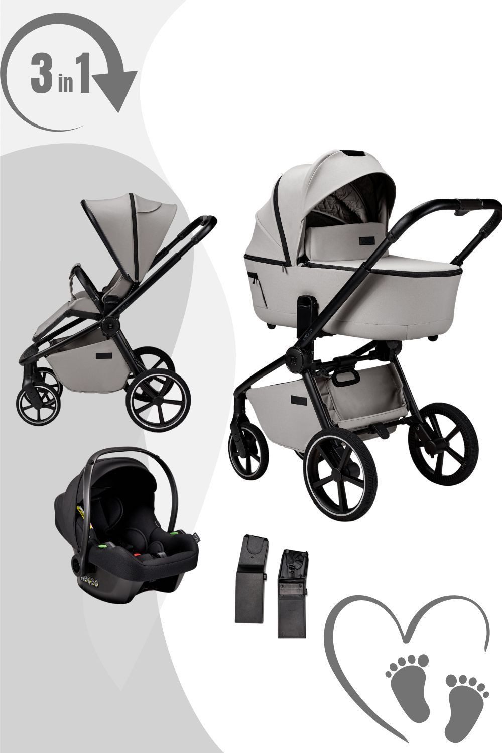 Moon Kombi-Kinderwagen Resea 2.0 Komkinderwagen 3in1-Set mit Cosmo 2.0