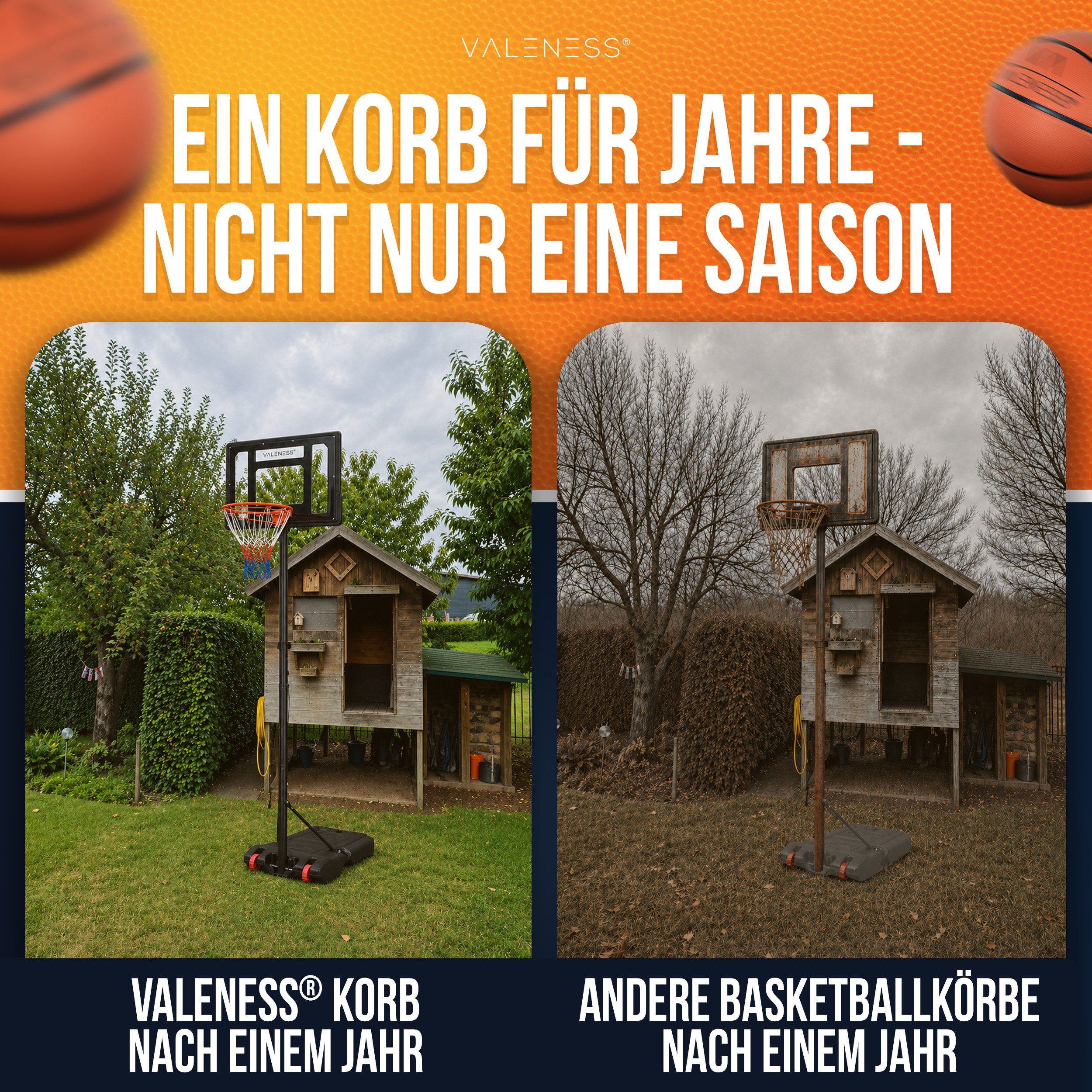 VALENESS Basketballkorb VALENESS® Basketballständer Outdoor - verstellbar [135 bis 305 cm] (1-St)