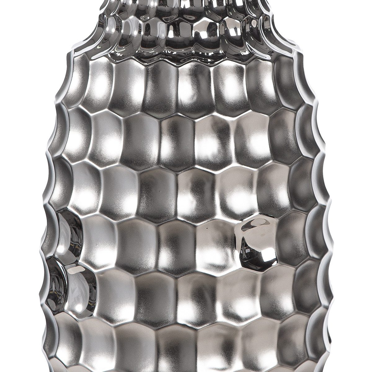 GILDE Dekovase HEXAGON Vase - Keramik - silber - Höhe 53cm x Ø 22cm - Blumenvase (1x Vase, Blumenbehälter - Blumengefäß), Blumenvase - Vasen - Tischdeko - Deko