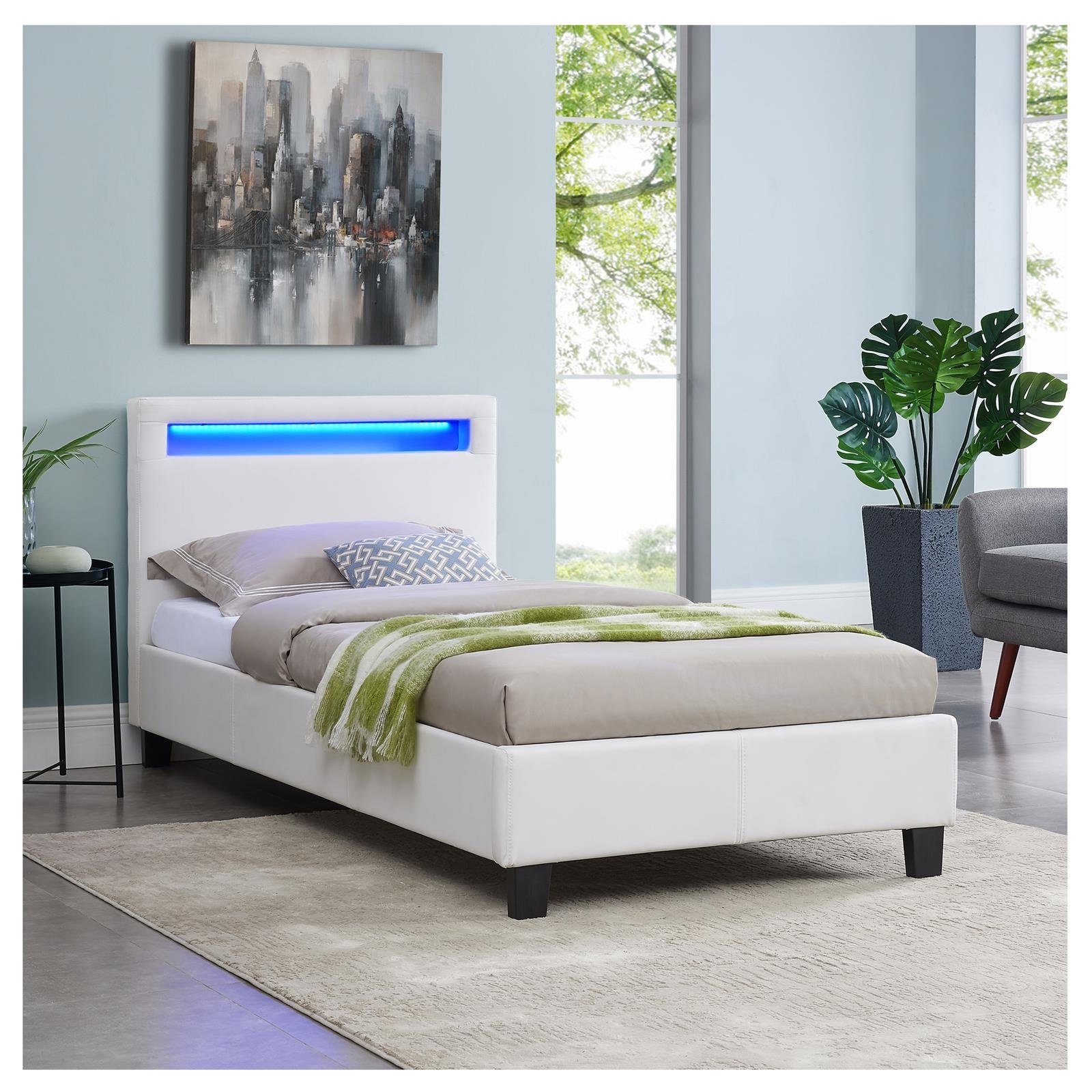 CARO-Möbel Polsterbett MANDALAY, LED Bett 90 günstig online kaufen