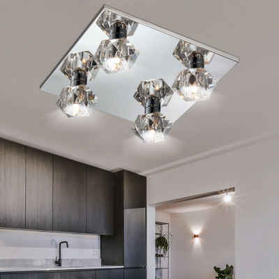 etc-shop LED Deckenleuchte, Leuchtmittel nicht inklusive, Kristallglas Deckenleuchte Wohnzimmerlampe Deckenlampe ICE CUBE