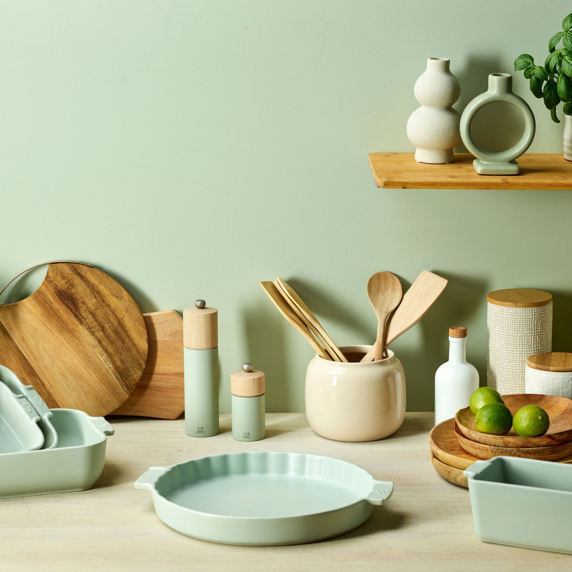 PEUGEOT Quicheform Keramik Quicheform APPOLIA 30cm Kuchenform Salbeigrün Spülmaschinenfes