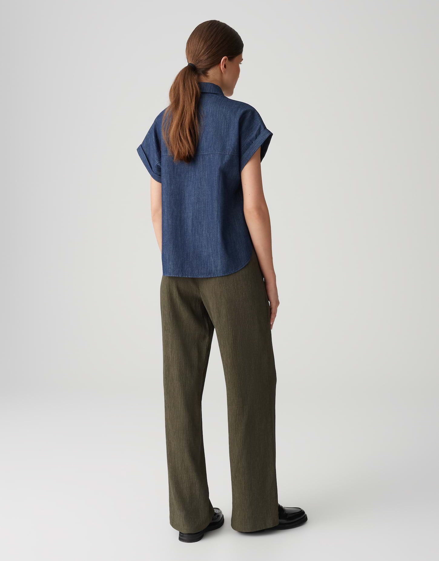 OPUS Kurzarmbluse FOLMES aus Chambray