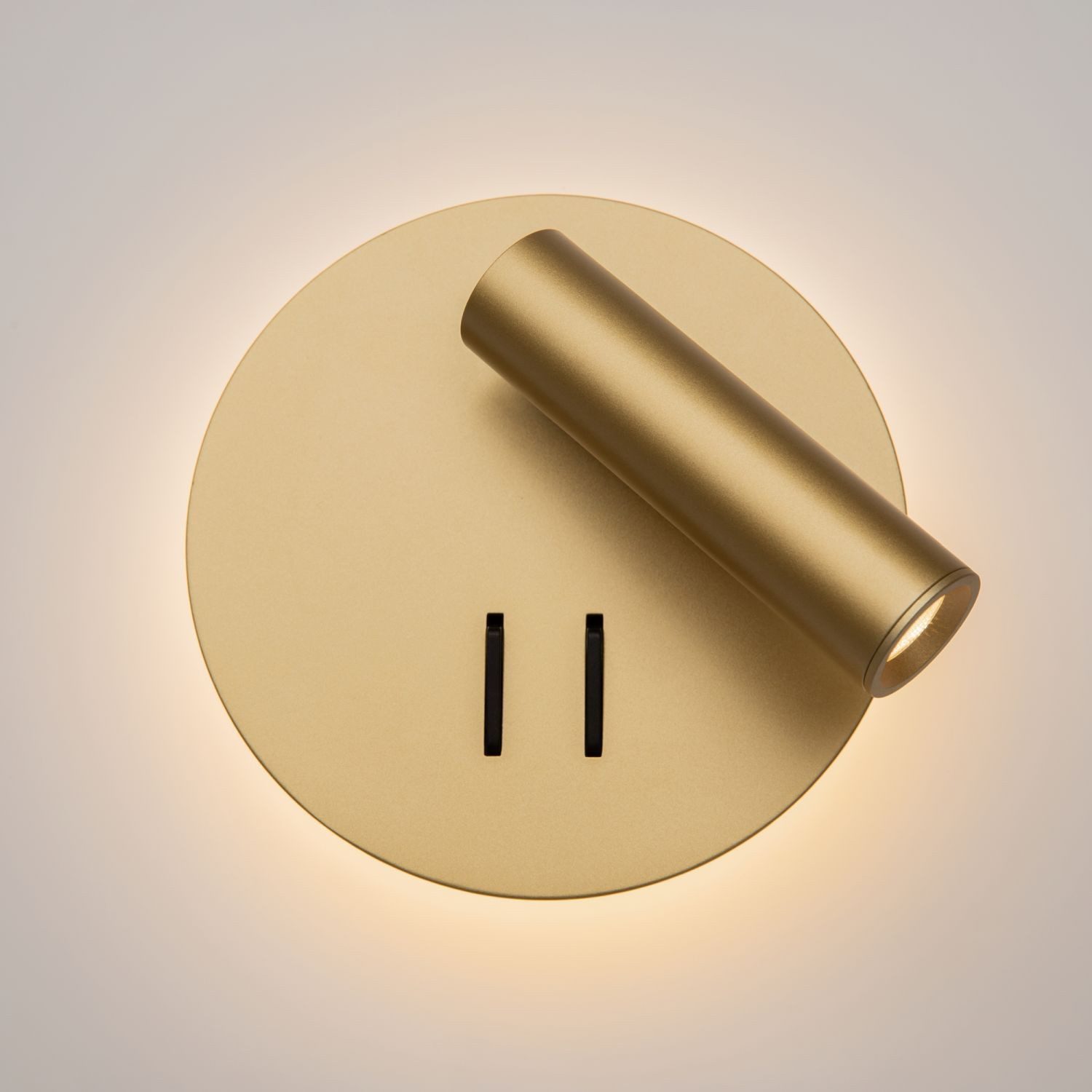 Licht-Erlebnisse Wandleuchte GIMO, LED fest integriert, Warmweiß, LED Aluminium verstellbar H: 14 cm mit Schalter in Gold matt rund