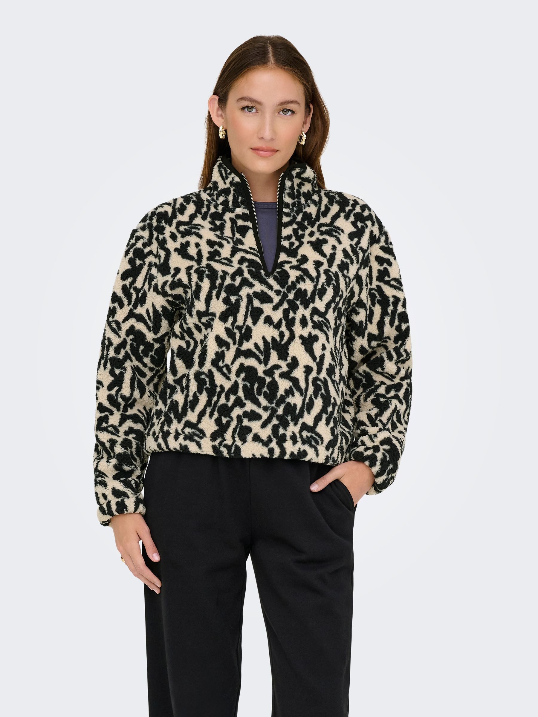 ONLY Longpullover Stilvolles Fleece mit modernem Muster ONLNEW DALLAS L/S H günstig online kaufen