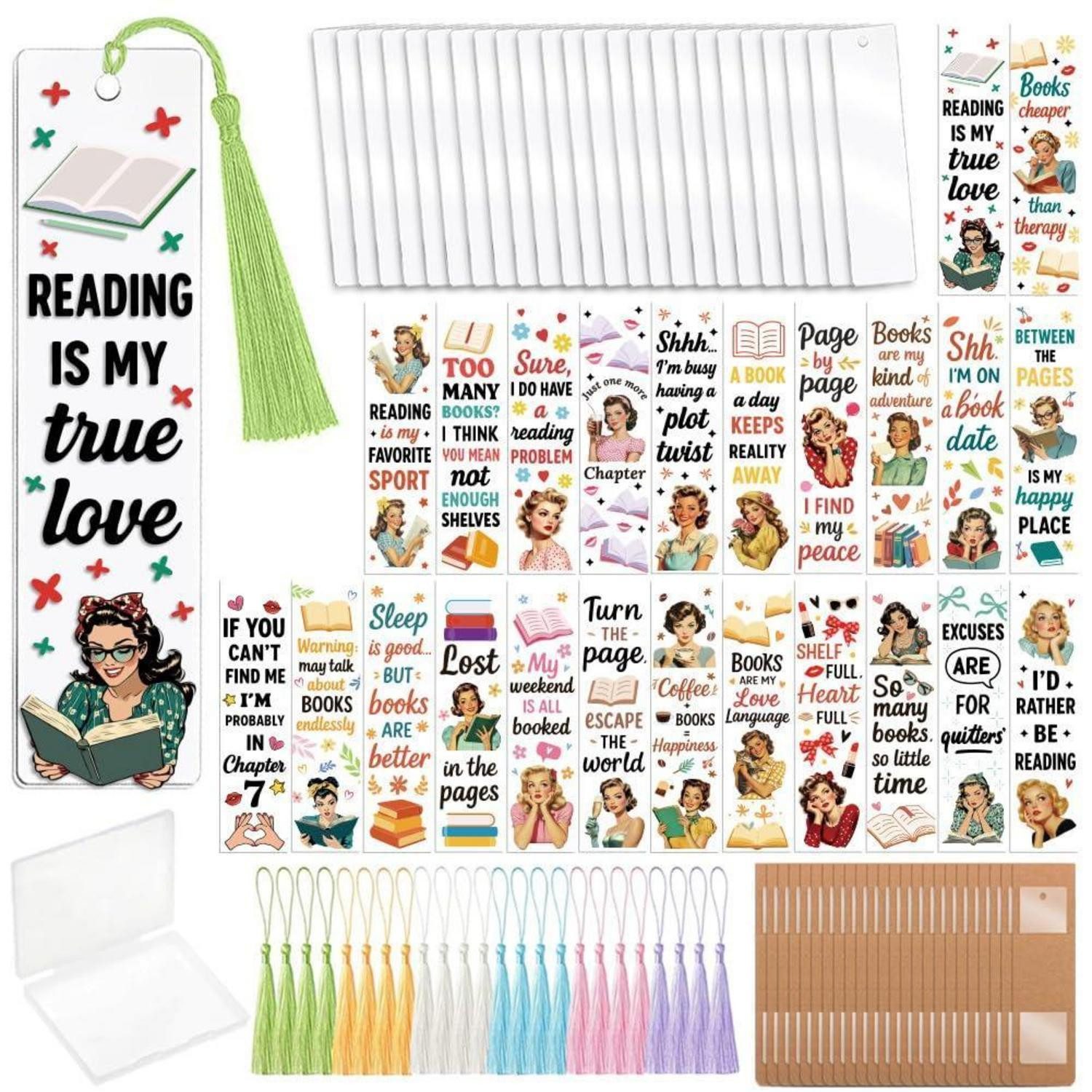 LuxusKollektion Kreativset Acryl Lesezeichen Bastelset 121 Teile Frau UV DTF