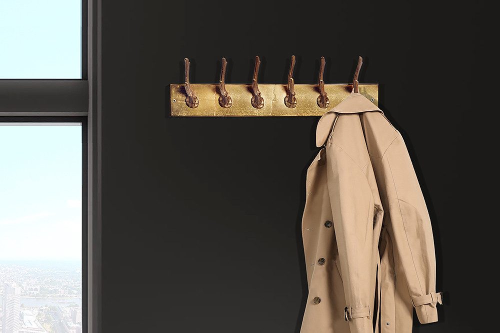 riess-ambiente Wandgarderobe DEER 50 cm gold Aluminium – Geweih-Design, 6 H günstig online kaufen