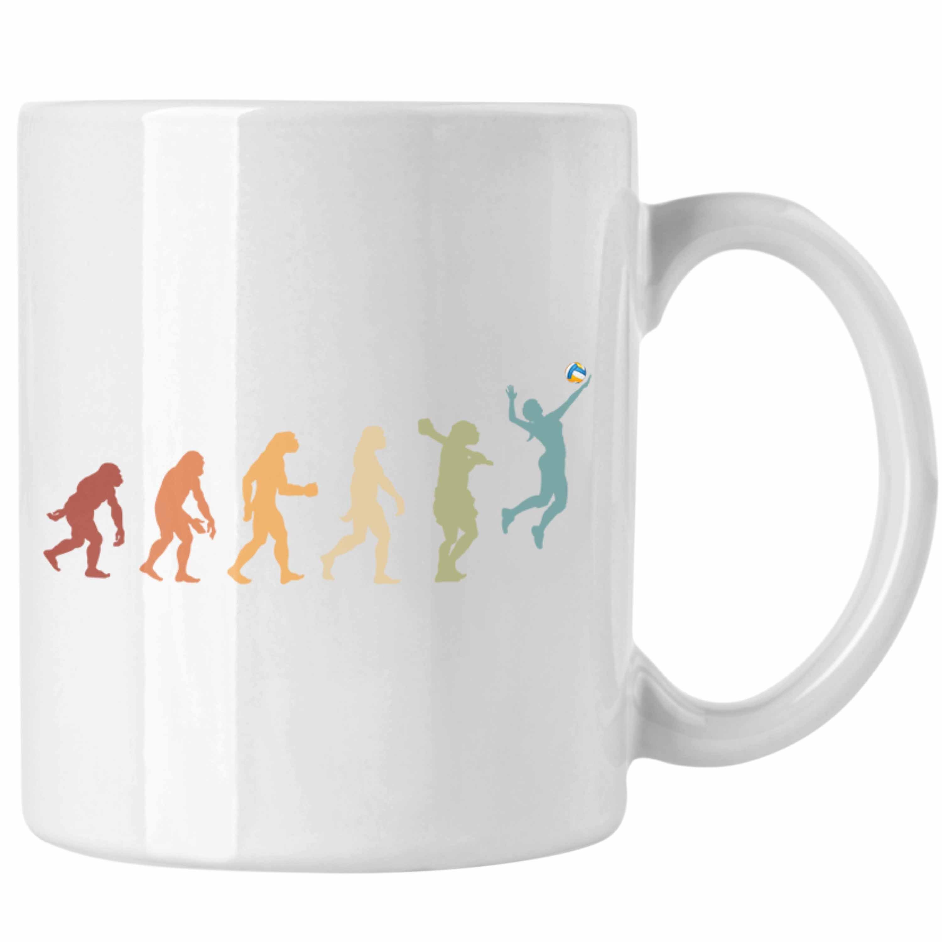 Trendation Tasse Trendation - Volleyball Geschenk Tasse Evolution Coach Herren Mädchen Kaffee Zubehör Volleyball-Spieler Spielerin Weiss