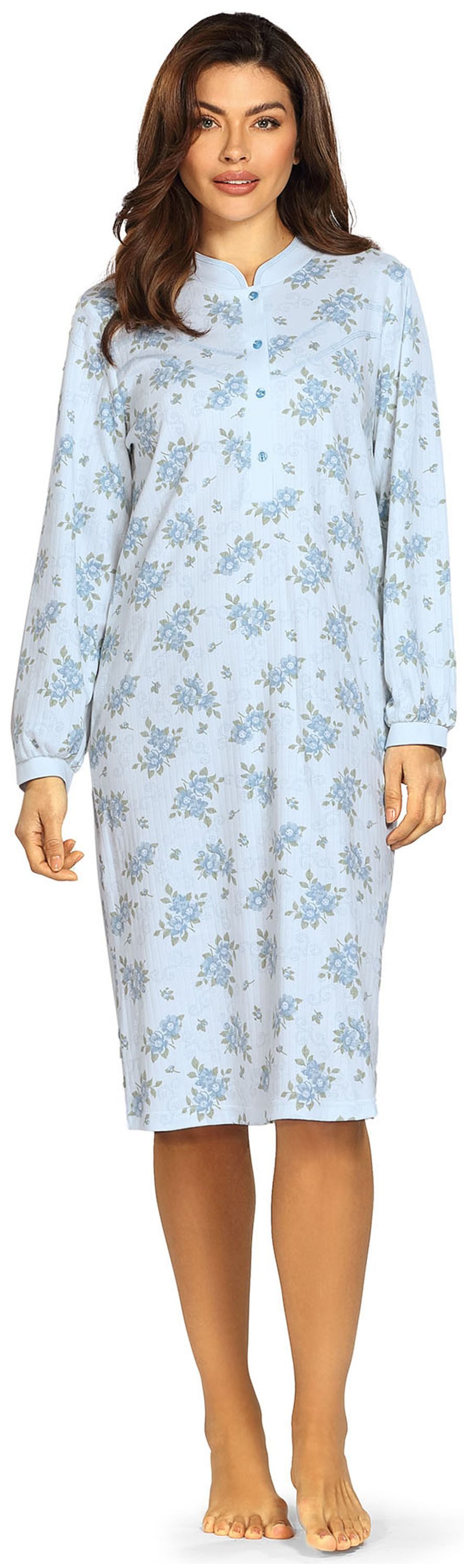 comtessa Nachthemd Cosy Winter (Set, 1-tlg., 1-teilig) Damen Sleepshirt Interlock ca.110cm lang Langarm geknöpft große Größen