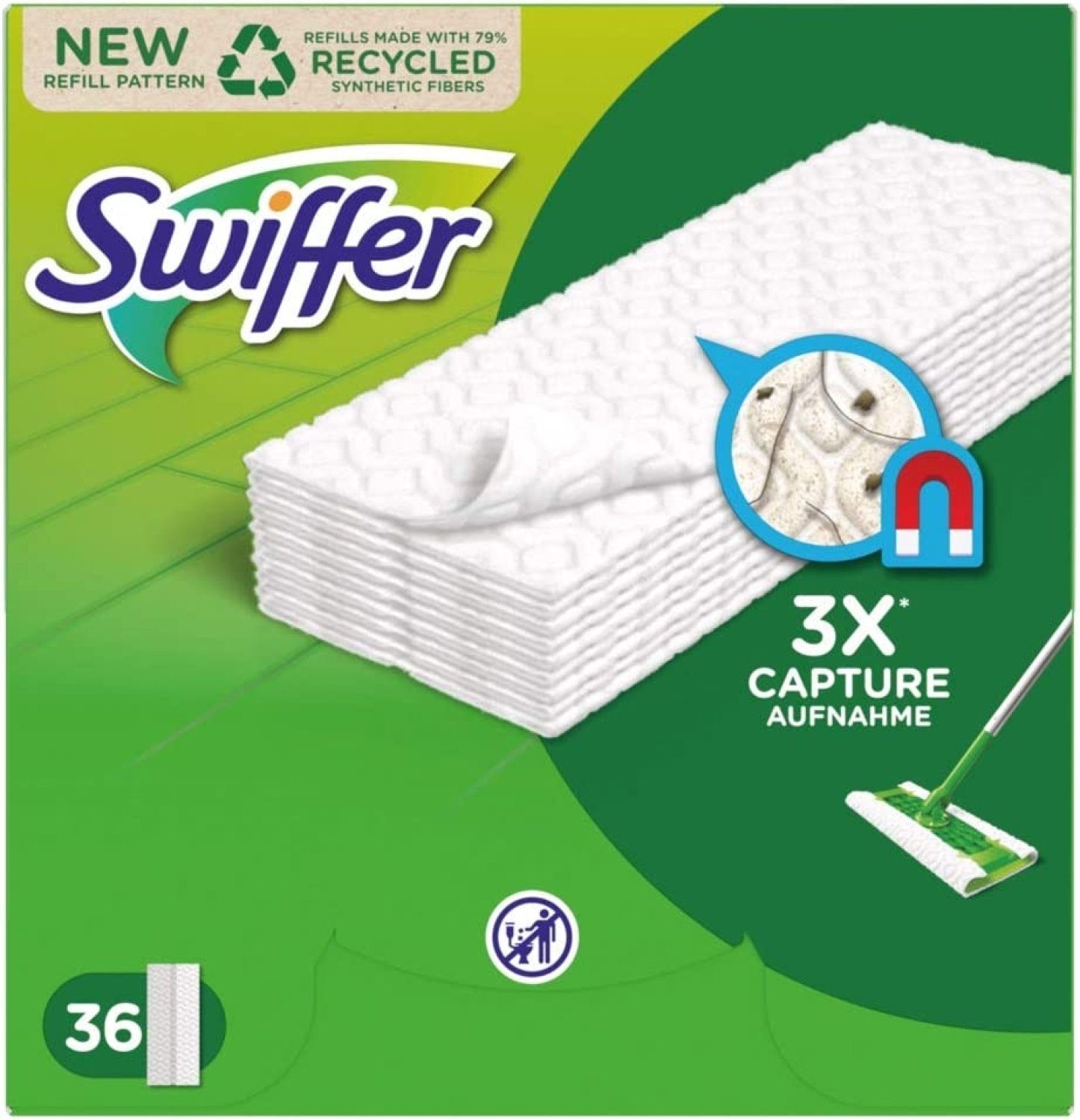 Swiffer (Bodenwischer 36 Bodenwischer Staubbesen separat NACHFÜLLPACK Staubtücher Tücher - erhältlich) Swiffer DRY Boden