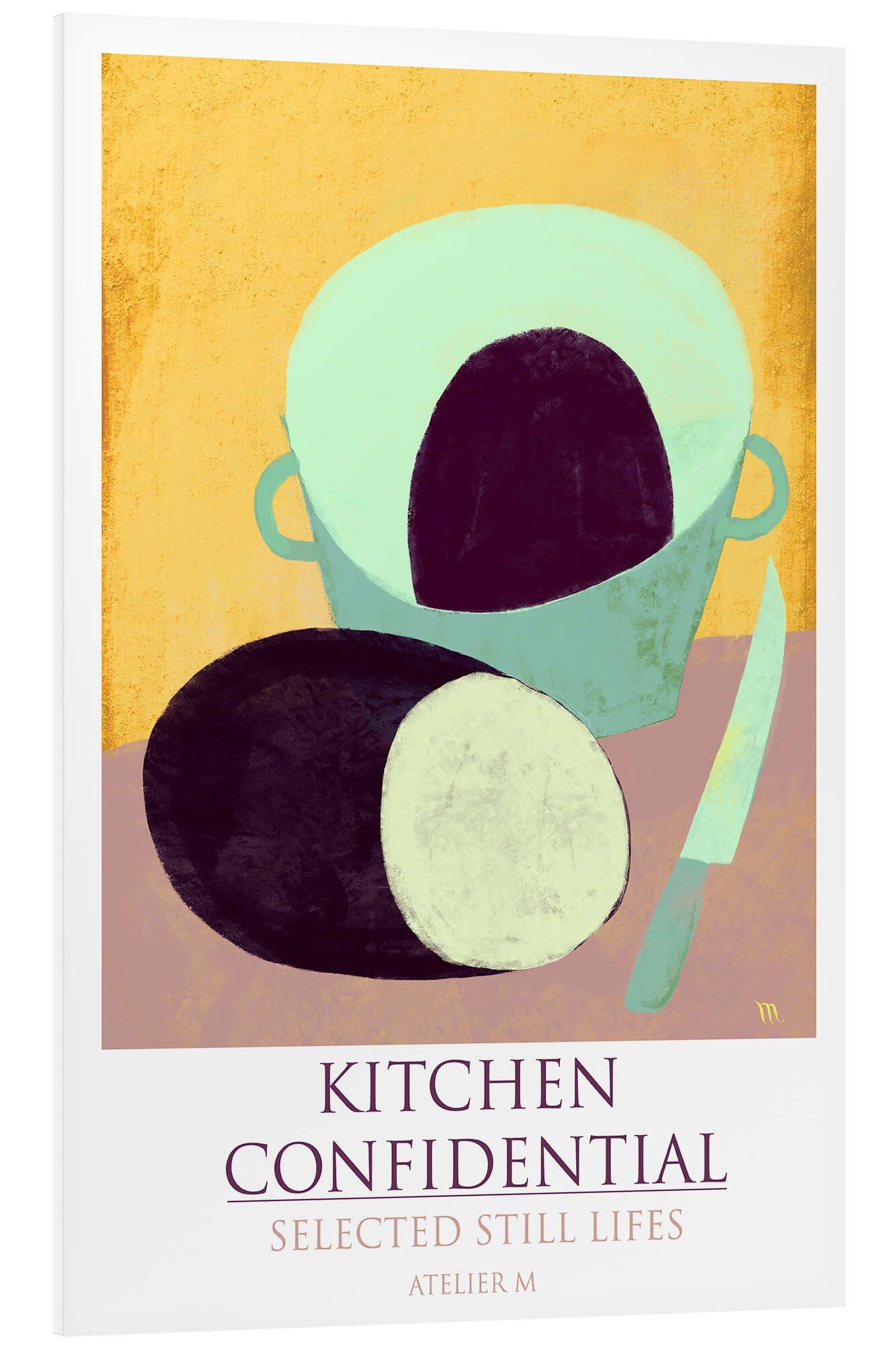 Posterlounge Forex-Bild ATELIER M, Küchen-Stillleben mit Auberginen, Küche Modern Malerei