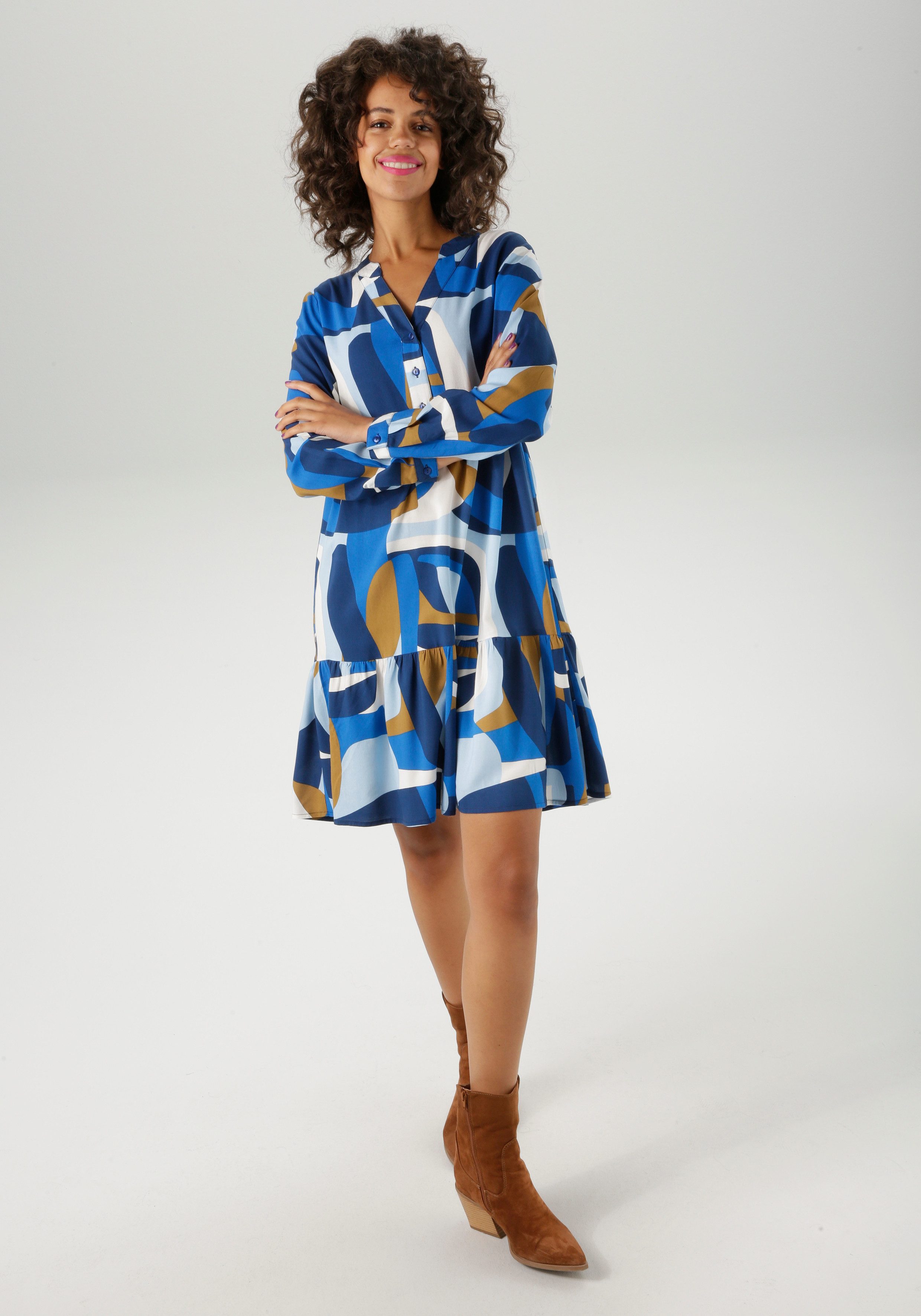 Aniston CASUAL Tunikakleid mit großflächigem, grafischen Druck günstig online kaufen