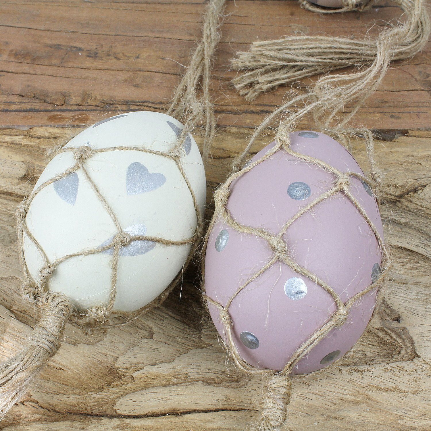 Macosa Home Hängedekoration Osterdeko Ei Osterdekoration Dekoeier Frühlingsdeko Osterei Hängedeko (3 St., Fensterdeko bunt), 3er Set Eier-Hänger mit Punkten zum Hängen Ostereier