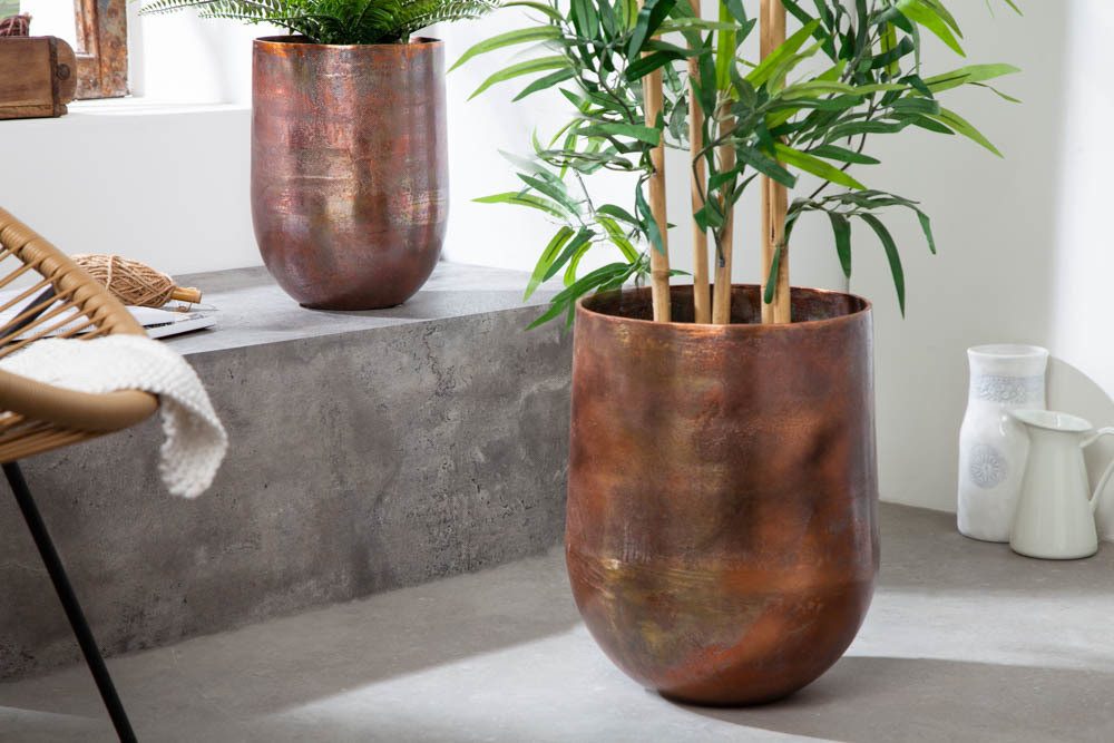 riess-ambiente Übertopf FLOWERS L 25cm kupfer geflammt (Set, 2 St), Metall · für Pflanzen · groß · Dekoration · Vintage Stil